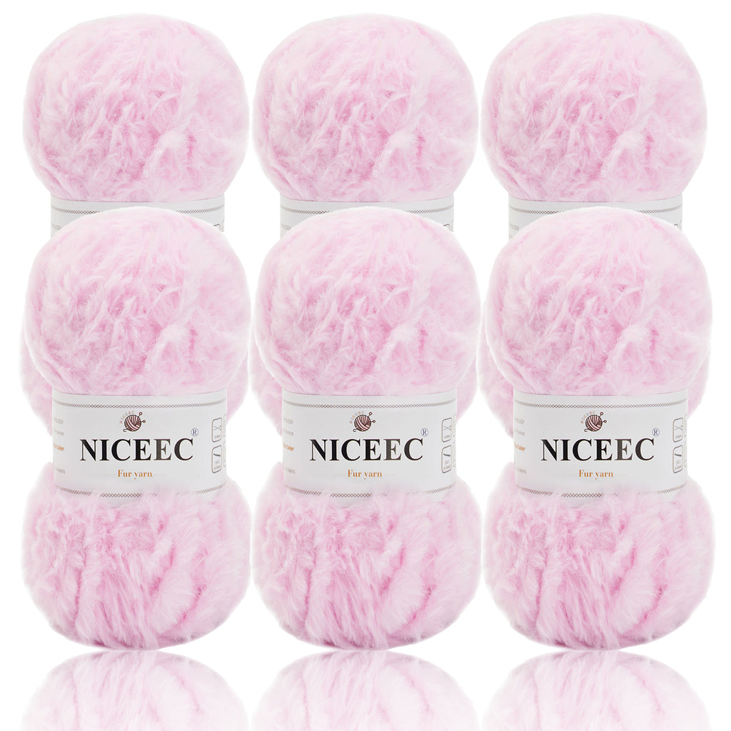 NICEEC - 2 madejas de hilo de pelo sintético supersuave, grueso y esponjoso, para tejer a crochet - Longitud total: 2 x 32 m (2 x 35 yardas, 50 g x 2) 