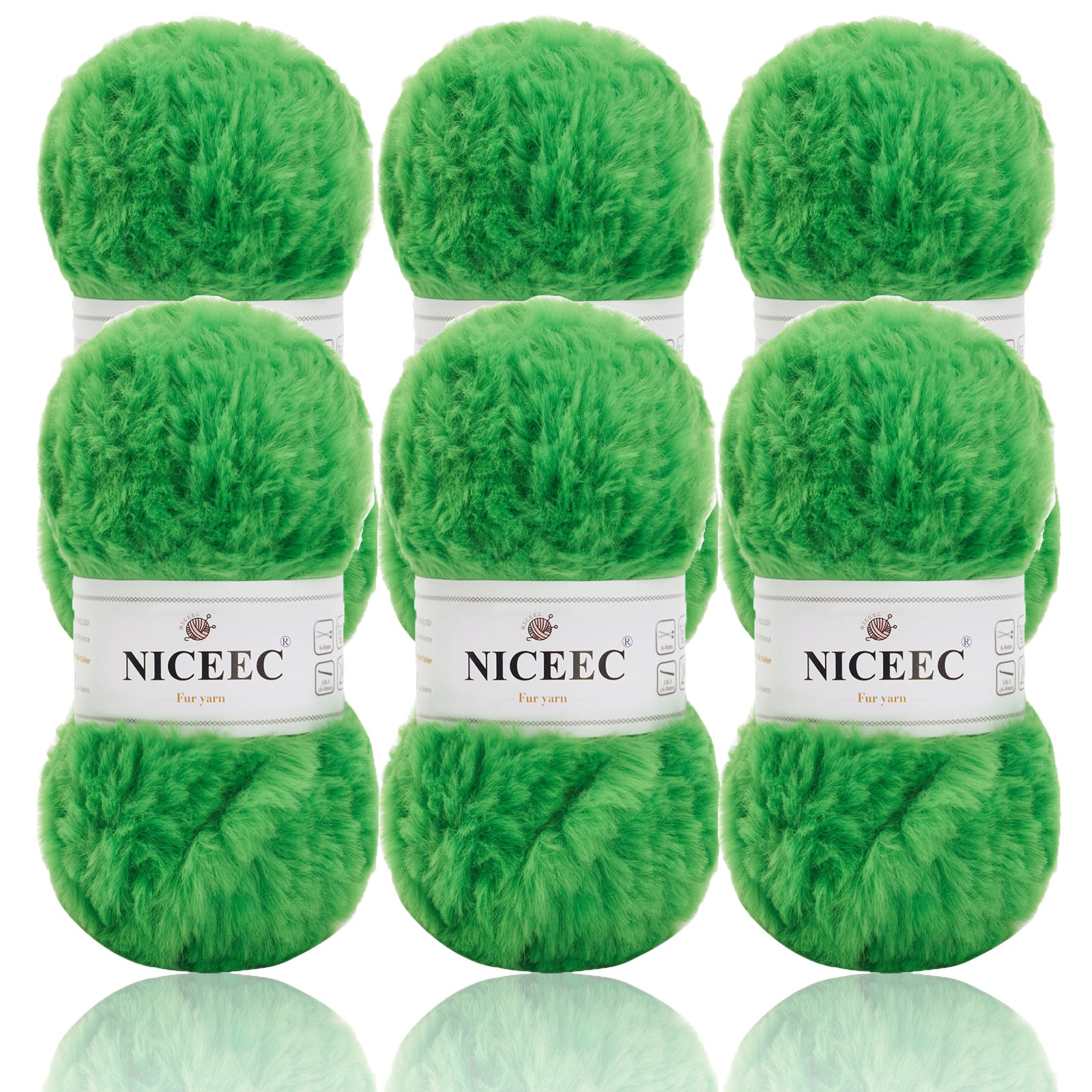 NICEEC - 2 madejas de hilo de pelo sintético supersuave, grueso y esponjoso, para tejer a crochet - Longitud total: 2 x 32 m (2 x 35 yardas, 50 g x 2) 