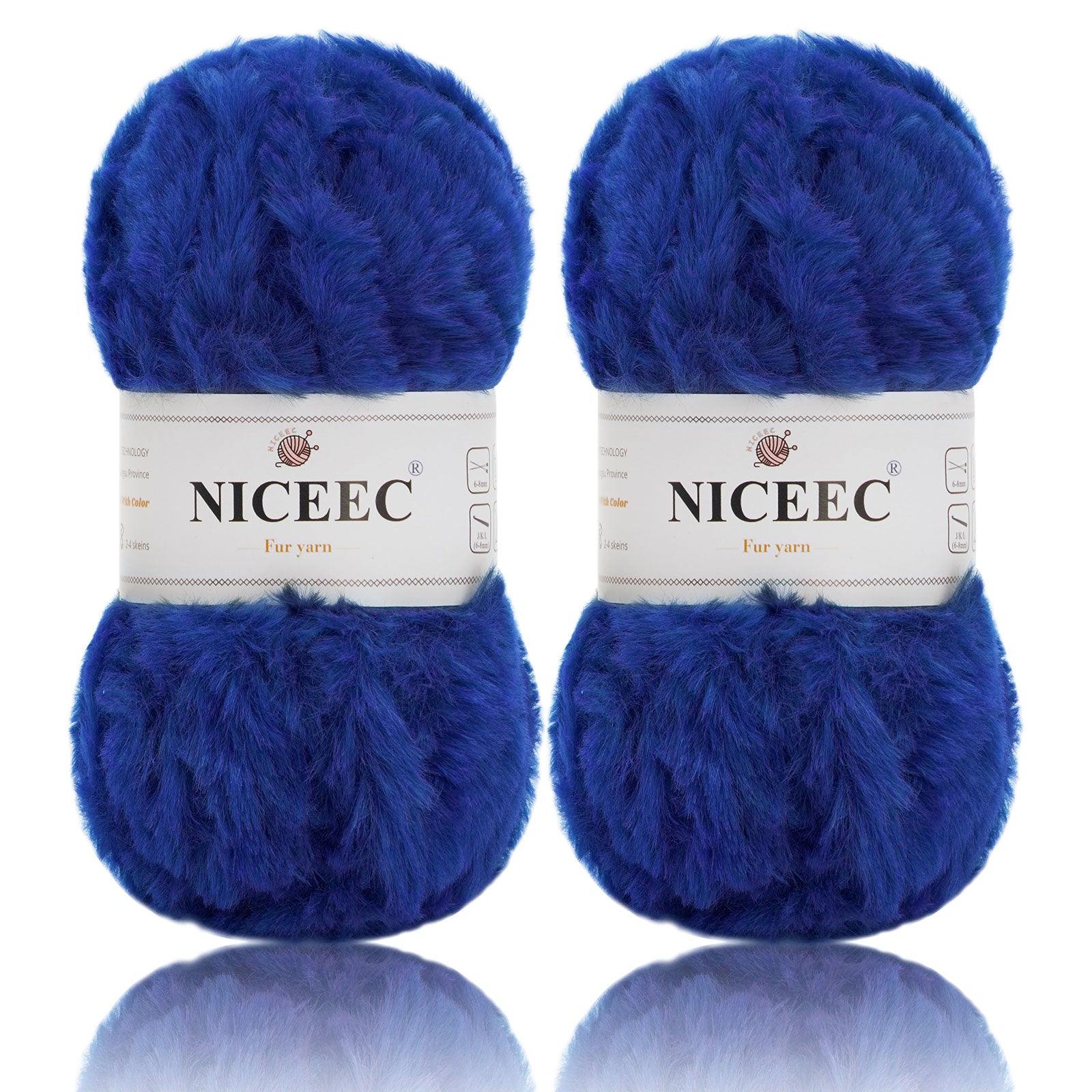 NICEEC - 2 madejas de hilo de pelo sintético supersuave, grueso y esponjoso, para tejer a crochet - Longitud total: 2 x 32 m (2 x 35 yardas, 50 g x 2) 