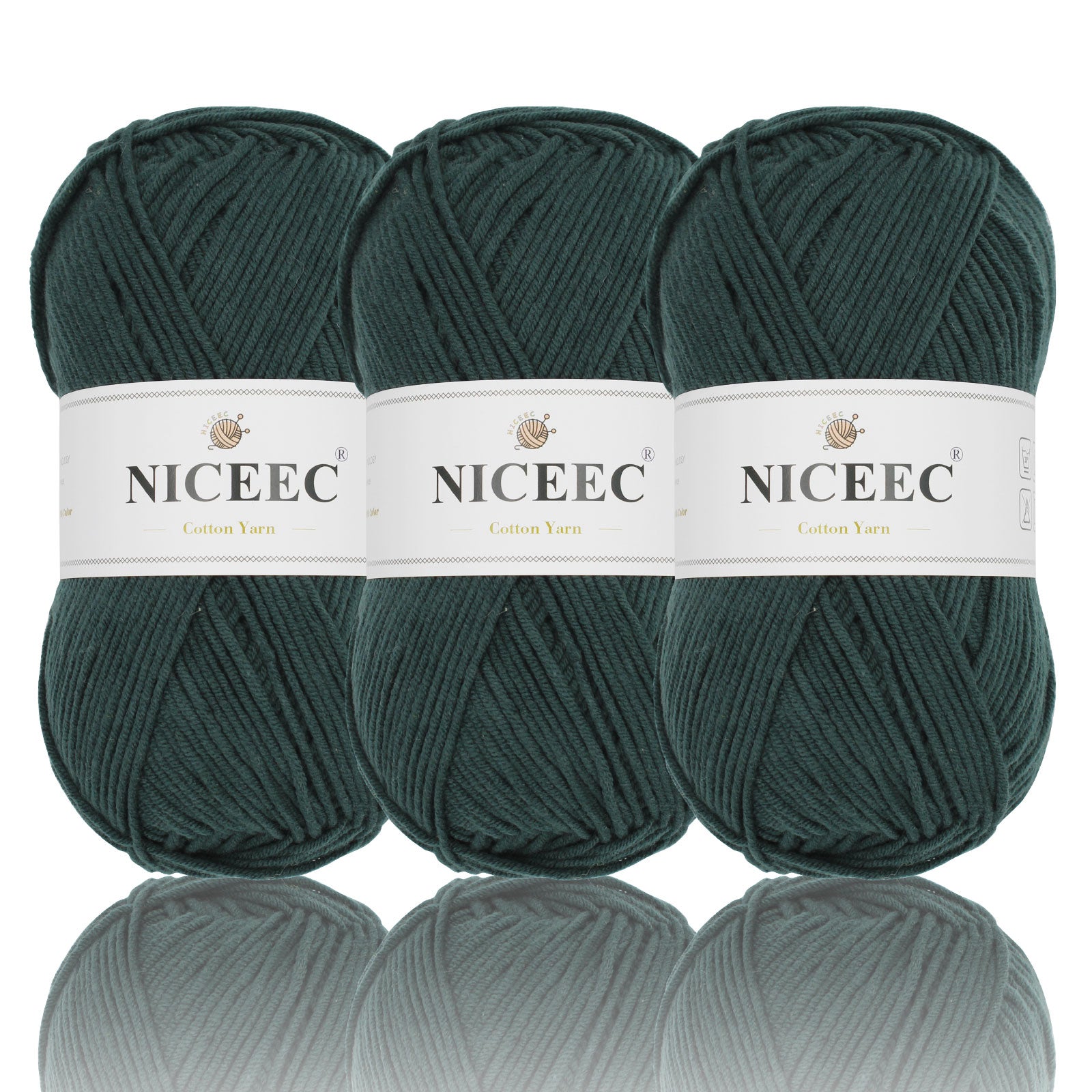 NICEEC 3 Skeins Soft Cotton Yarn 5ply Baby Cotton Yarn for Knitting Crochet Baby Weight Yarn Cotton Blend Yarn Total Length 3×220m(3×240 yds,100g×3)
