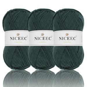 NICEEC 3 Skeins Soft Cotton Yarn 5ply Baby Cotton Yarn for Knitting Crochet Baby Weight Yarn Cotton Blend Yarn Total Length 3×220m(3×240 yds,100g×3)