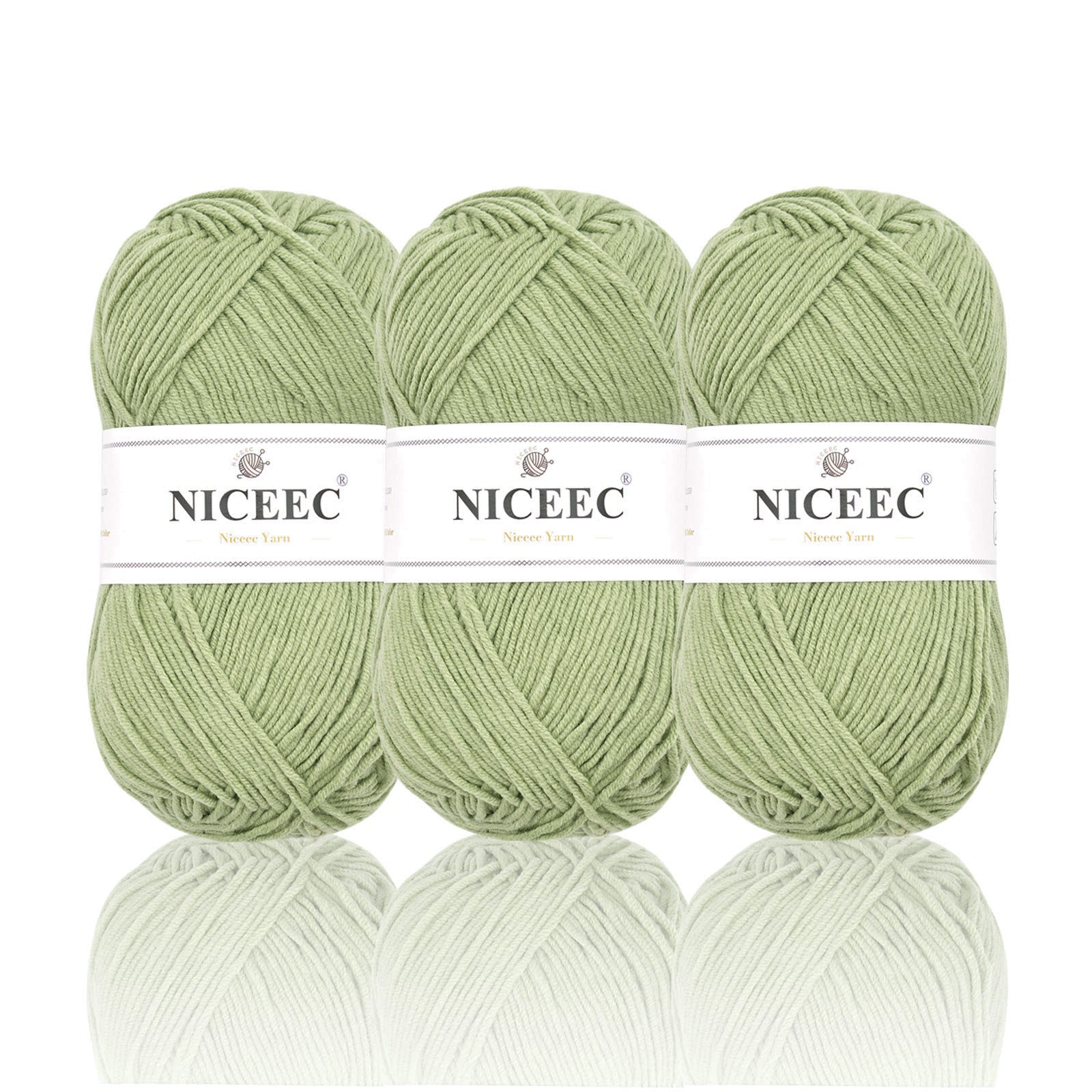 NICEEC - 3 madejas de hilo de algodón suave de 5 capas para bebé, ideal para tejer y crochet. Hilo de mezcla de algodón para bebé. Longitud total: 3 x 220 m (3 x 240 yardas, 100 g x 3). 