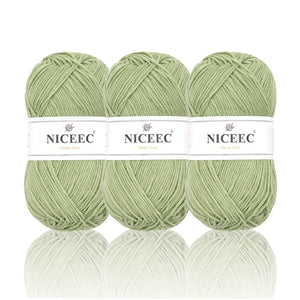 NICEEC 3 Skeins Soft Cotton Yarn 5ply Baby Cotton Yarn for Knitting Crochet Baby Weight Yarn Cotton Blend Yarn Total Length 3×220m(3×240 yds,100g×3)