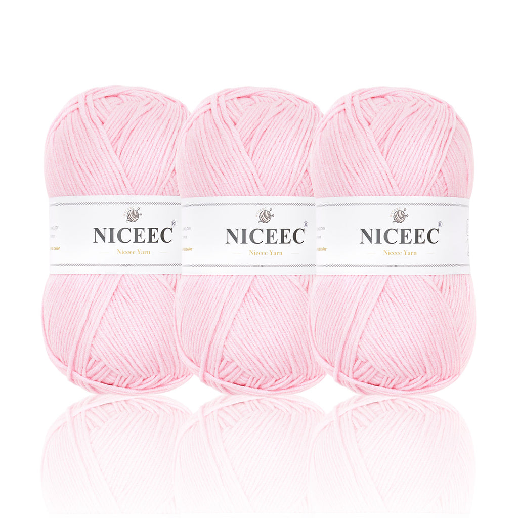 NICEEC - 3 madejas de hilo de algodón suave de 5 capas para bebé, ideal para tejer y crochet. Hilo de mezcla de algodón para bebé. Longitud total: 3 x 220 m (3 x 240 yardas, 100 g x 3). 