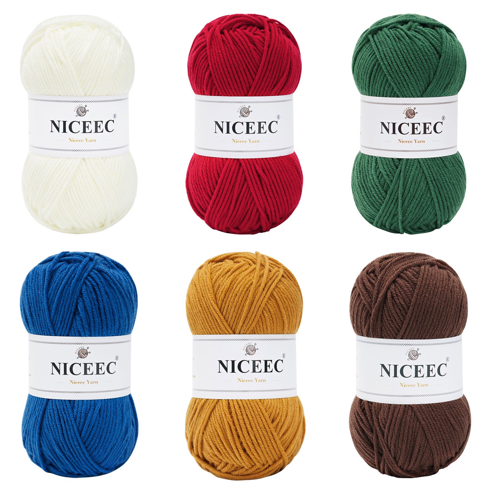 NICEEC 300g Soft Assorted Colors Yarn - Sport Weight,100% Acrylic, 4 Ply, Bonbons Yarn for Crochet & Knit, DIY Project Starter Kit for Kids or Adults(Total 870yds)