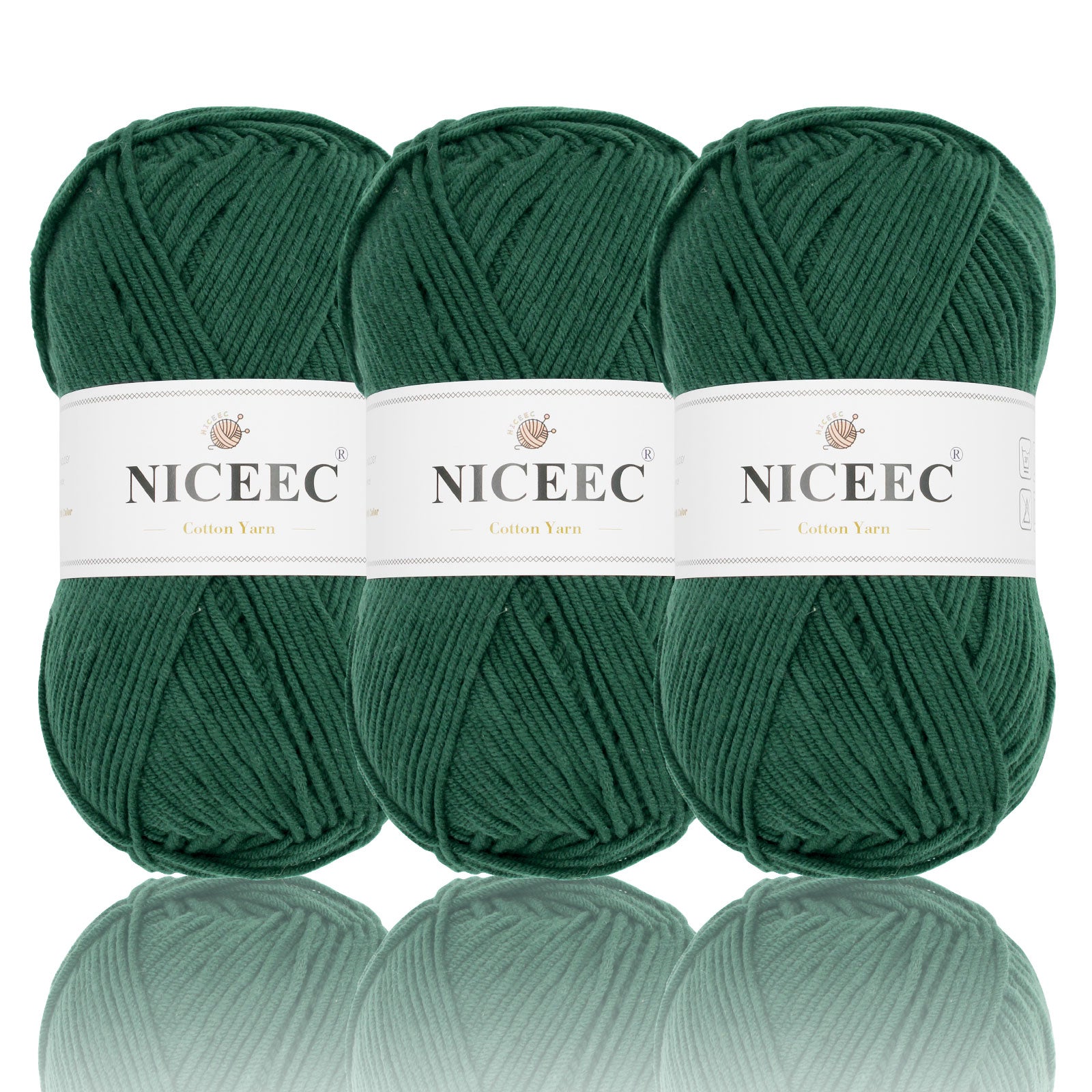 NICEEC - 3 madejas de hilo de algodón suave de 5 capas para bebé, ideal para tejer y crochet. Hilo de mezcla de algodón para bebé. Longitud total: 3 x 220 m (3 x 240 yardas, 100 g x 3). 