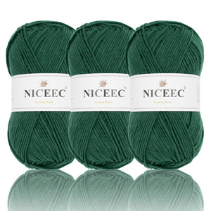 NICEEC 3 Skeins Soft Cotton Yarn 5ply Baby Cotton Yarn for Knitting Crochet Baby Weight Yarn Cotton Blend Yarn Total Length 3×220m(3×240 yds,100g×3)