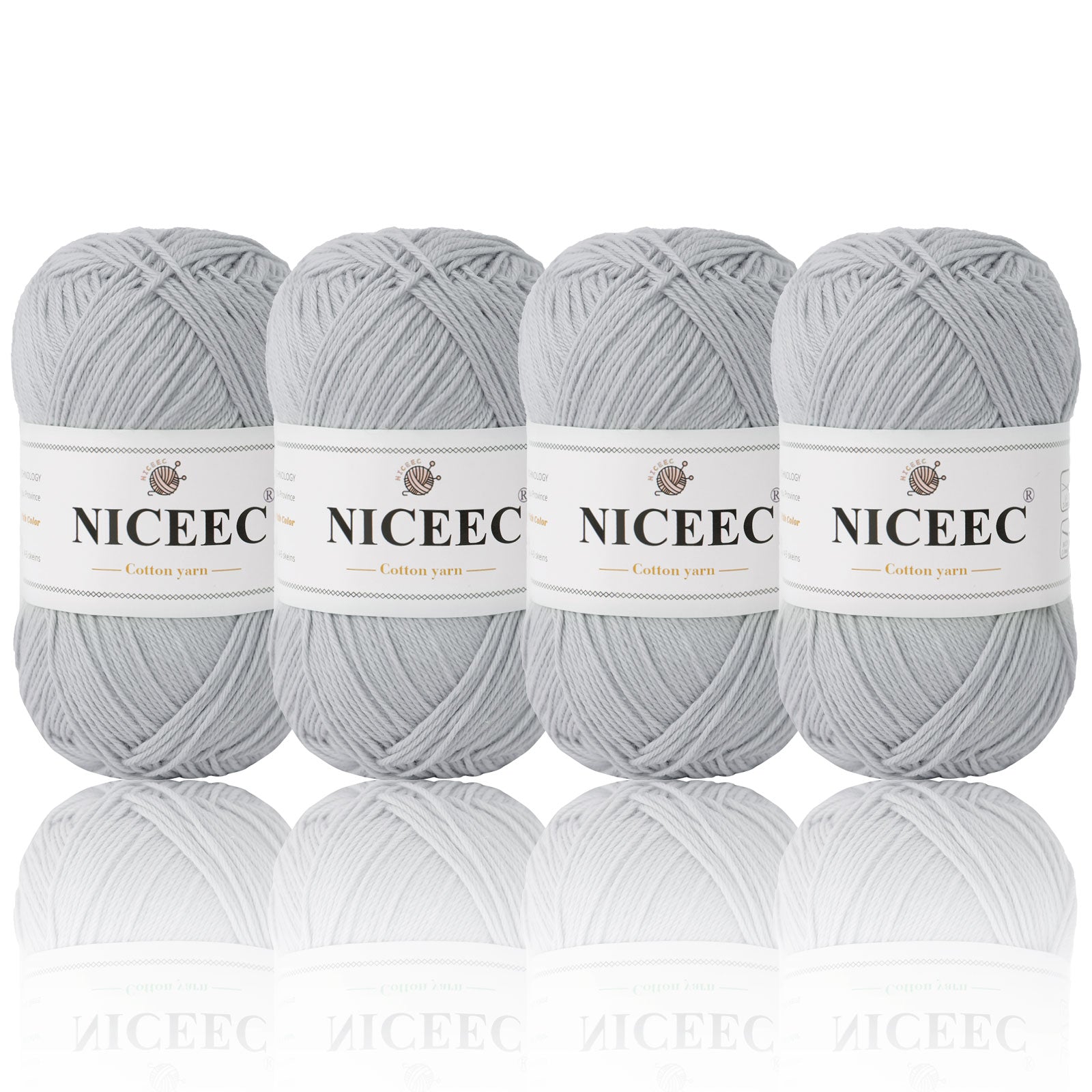 NICEEC 4 Skeins Soft Baby Yarn 100% Cotton Yarn for Crochet Knitting 4 Ply Yarn Blanket Yarn for DIY Craft Fingering Weight Yarn Total Length 4×175yds/4×50g