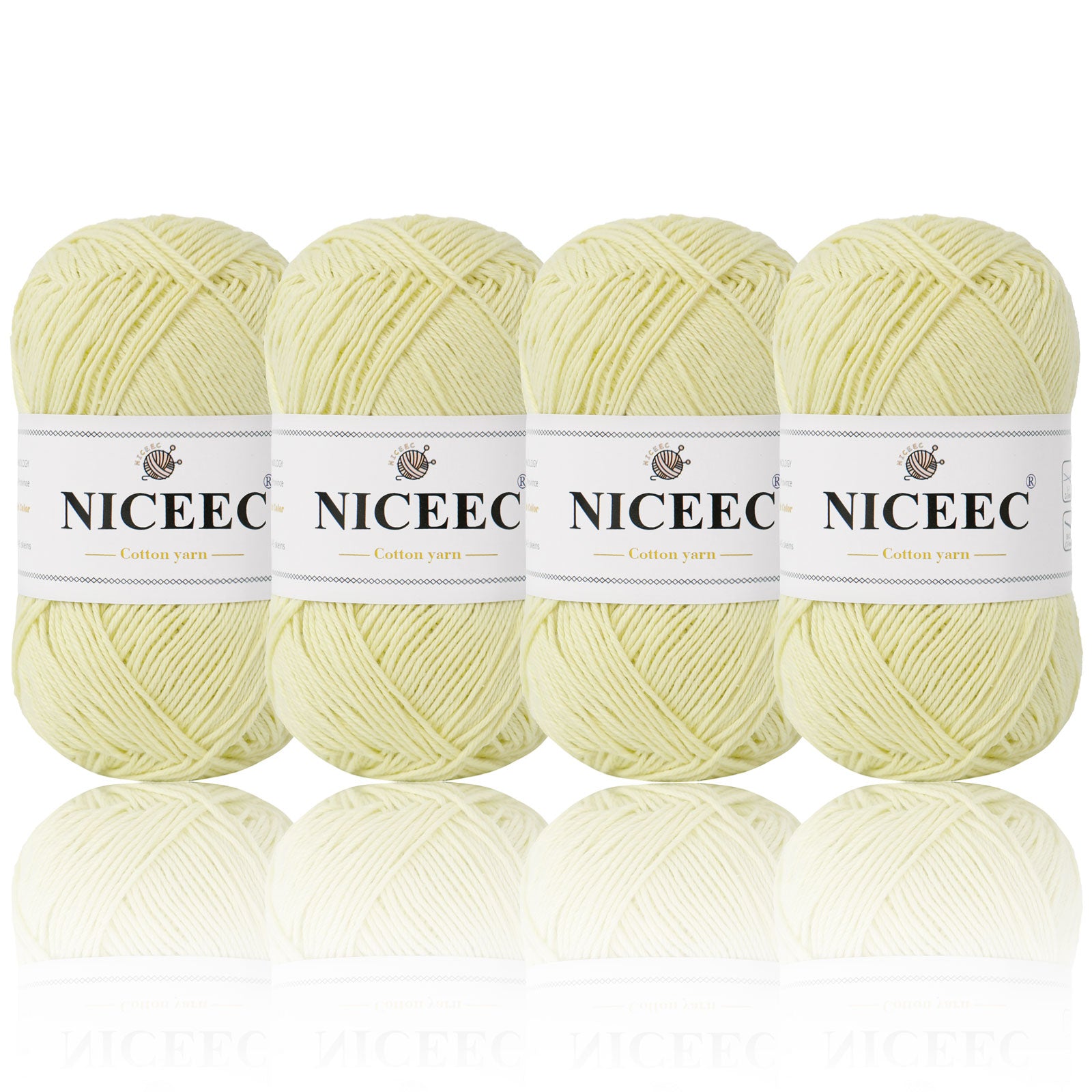 NICEEC 4 Skeins Soft Baby Yarn 100% Cotton Yarn for Crochet Knitting 4 Ply Yarn Blanket Yarn for DIY Craft Fingering Weight Yarn Total Length 4×175yds/4×50g