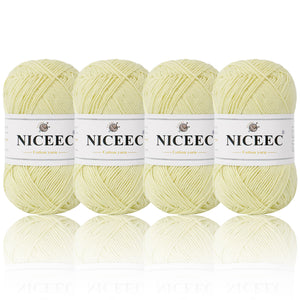 NICEEC 4 Skeins Soft Baby Yarn 100% Cotton Yarn for Crochet Knitting 4 Ply Yarn Blanket Yarn for DIY Craft Fingering Weight Yarn Total Length 4×175yds/4×50g