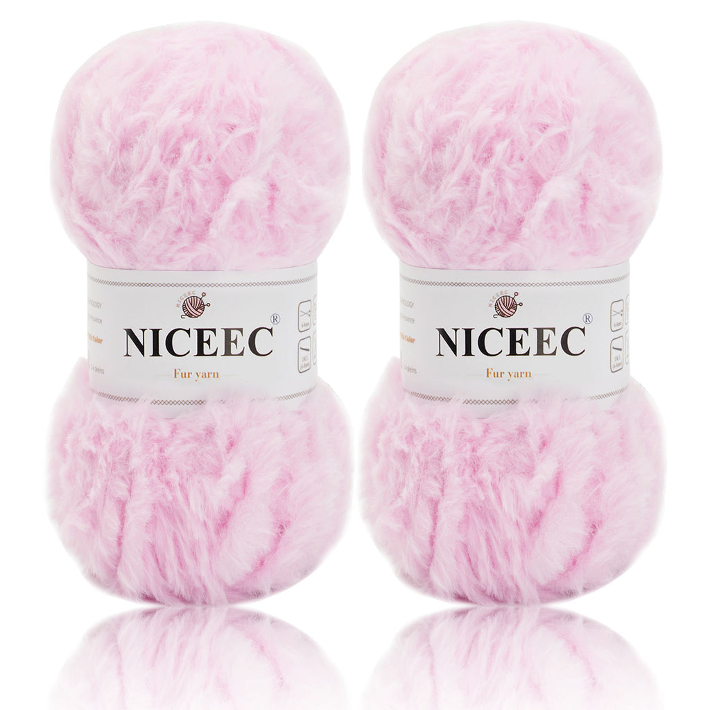 NICEEC - 2 madejas de hilo de pelo sintético supersuave, grueso y esponjoso, para tejer a crochet - Longitud total: 2 x 32 m (2 x 35 yardas, 50 g x 2) 