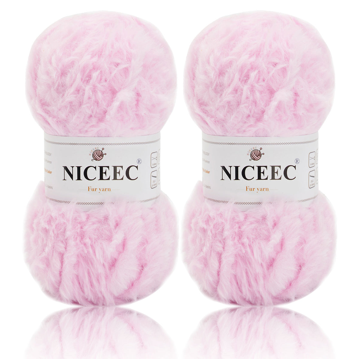 NICEEC - 2 madejas de hilo de pelo sintético supersuave, grueso y esponjoso, para tejer a crochet - Longitud total: 2 x 32 m (2 x 35 yardas, 50 g x 2) 