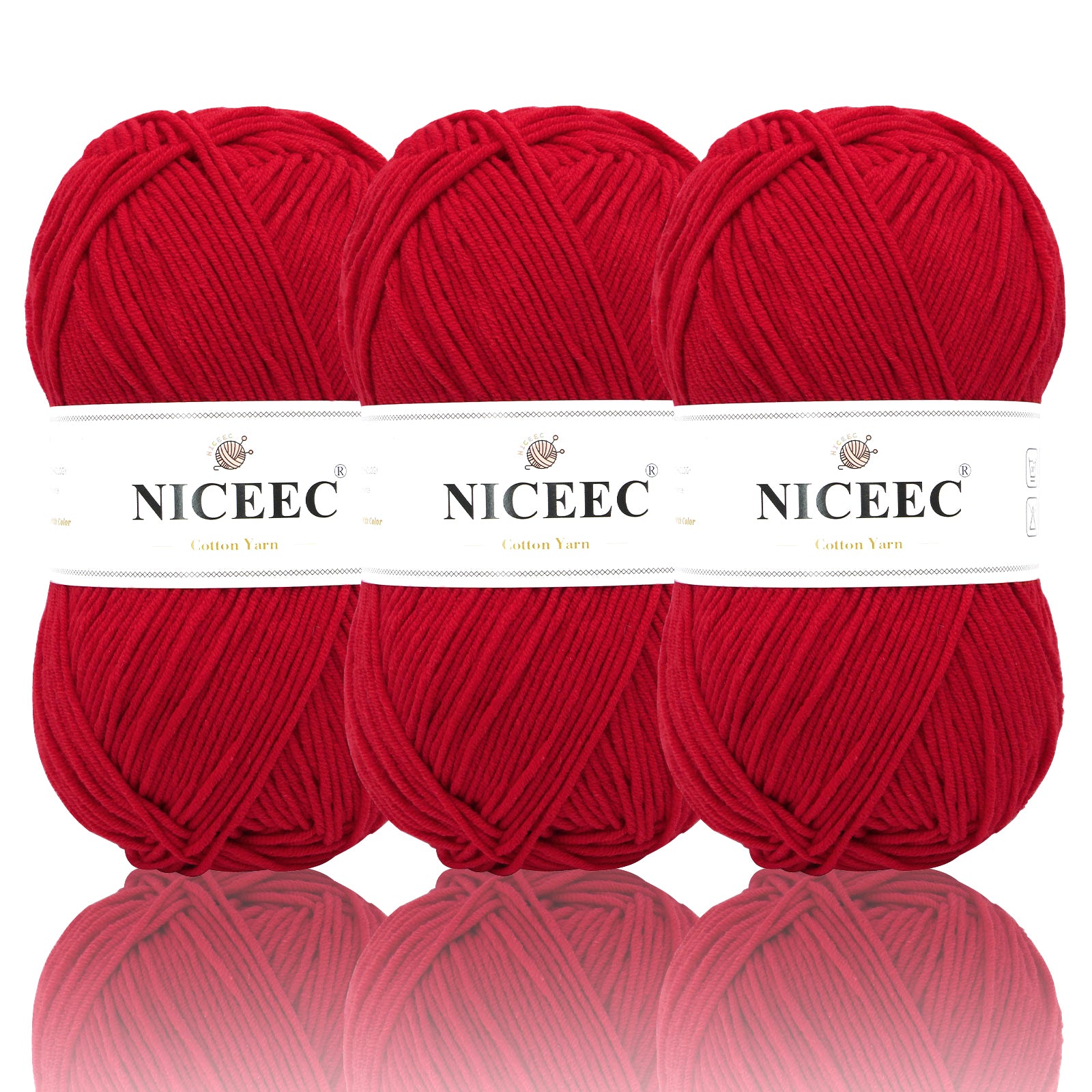 NICEEC - 3 madejas de hilo de algodón suave de 5 capas para bebé, ideal para tejer y crochet. Hilo de mezcla de algodón para bebé. Longitud total: 3 x 220 m (3 x 240 yardas, 100 g x 3). 