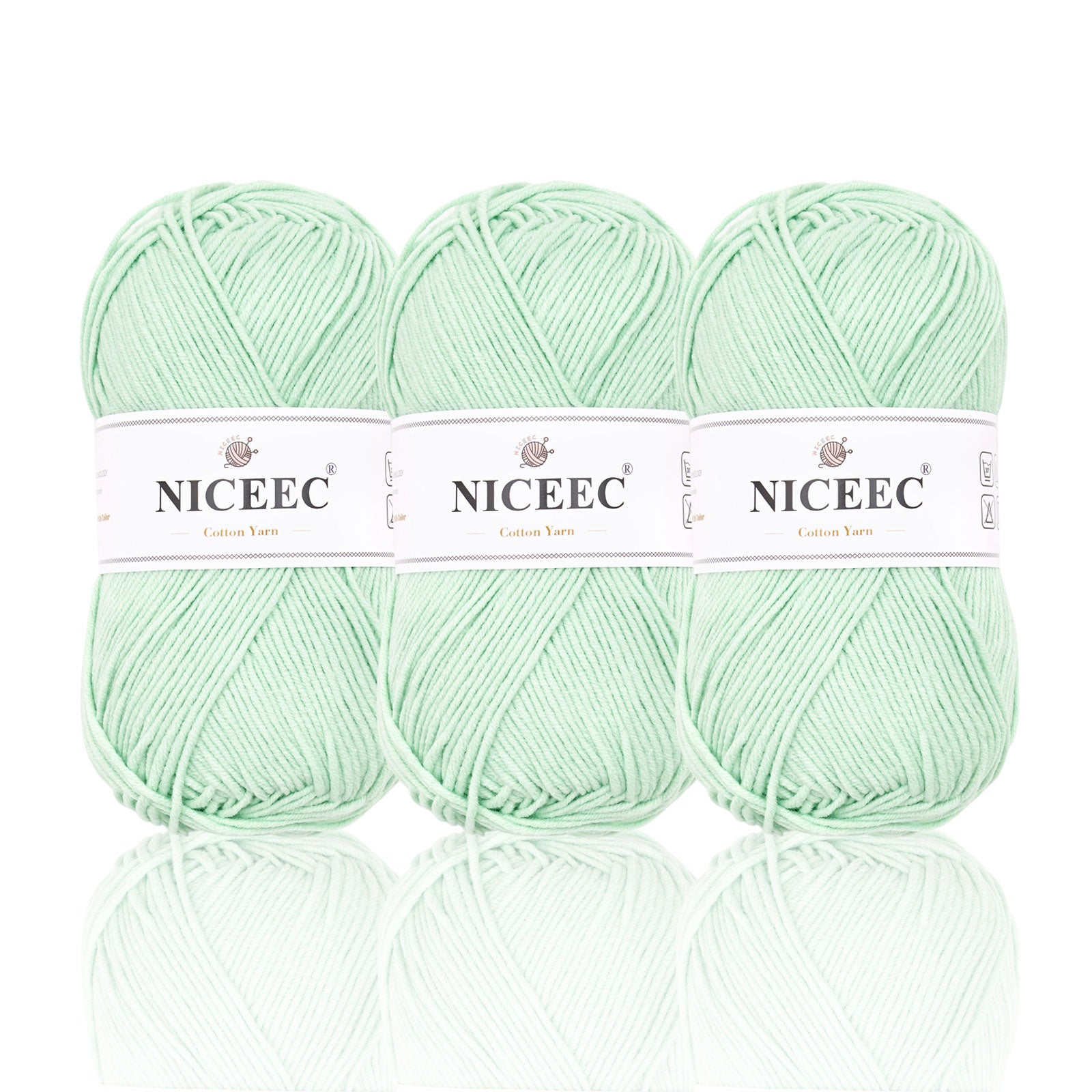 NICEEC 3 Skeins Soft Cotton Yarn 5ply Baby Cotton Yarn for Knitting Crochet Baby Weight Yarn Cotton Blend Yarn Total Length 3×220m(3×240 yds,100g×3)