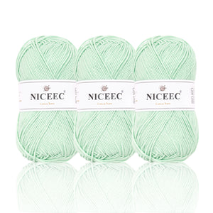 NICEEC 3 Skeins Soft Cotton Yarn 5ply Baby Cotton Yarn for Knitting Crochet Baby Weight Yarn Cotton Blend Yarn Total Length 3×220m(3×240 yds,100g×3)