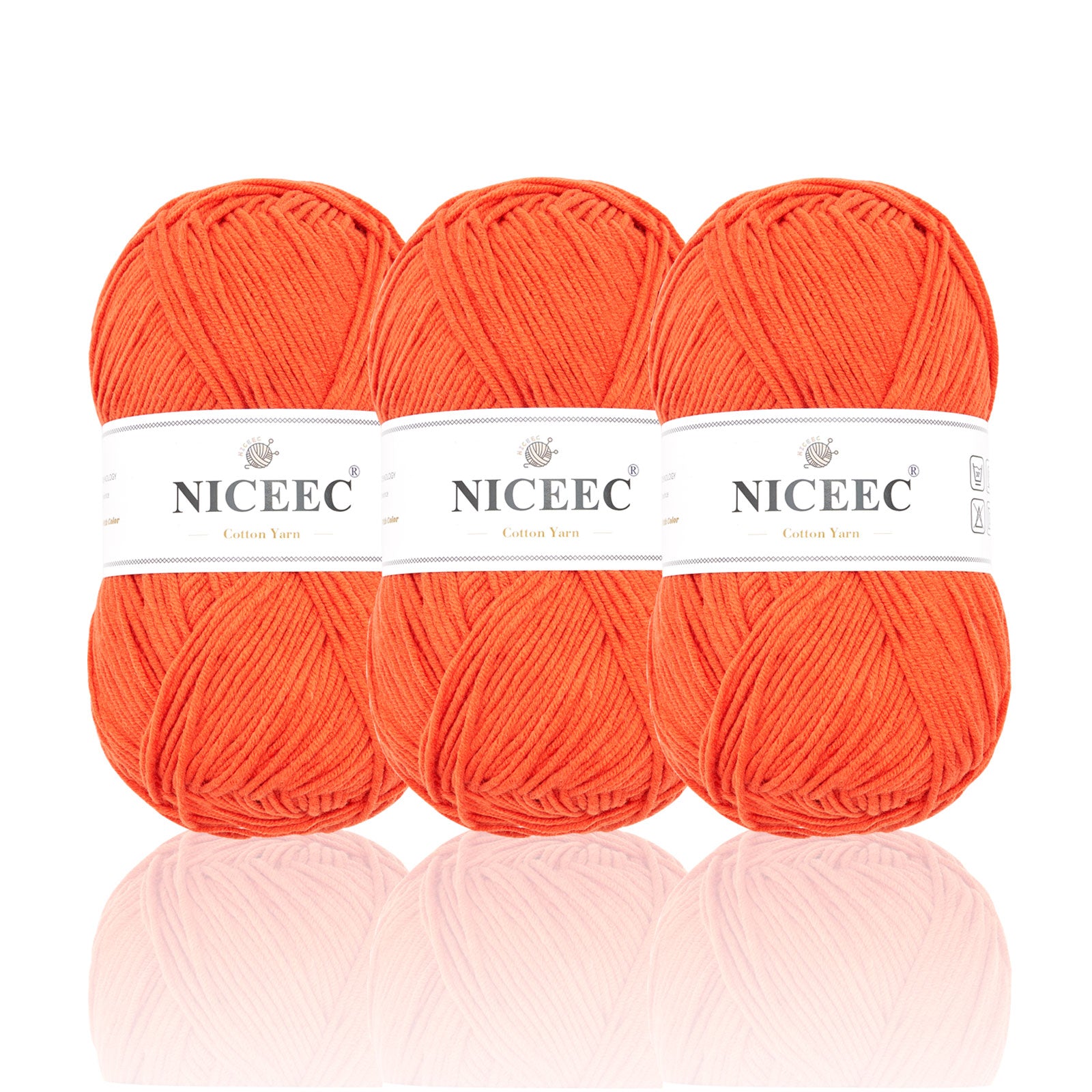 NICEEC - 3 madejas de hilo de algodón suave de 5 capas para bebé, ideal para tejer y crochet. Hilo de mezcla de algodón para bebé. Longitud total: 3 x 220 m (3 x 240 yardas, 100 g x 3). 