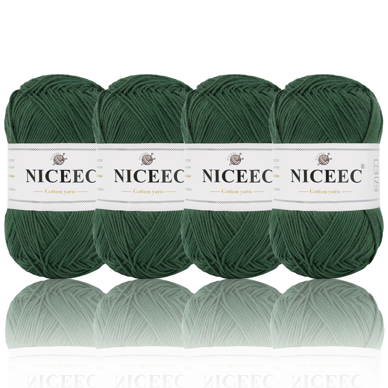NICEEC 4 Skeins Soft Baby Yarn 100% Cotton Yarn for Crochet Knitting 4 Ply Yarn Blanket Yarn for DIY Craft Fingering Weight Yarn Total Length 4×175yds/4×50g