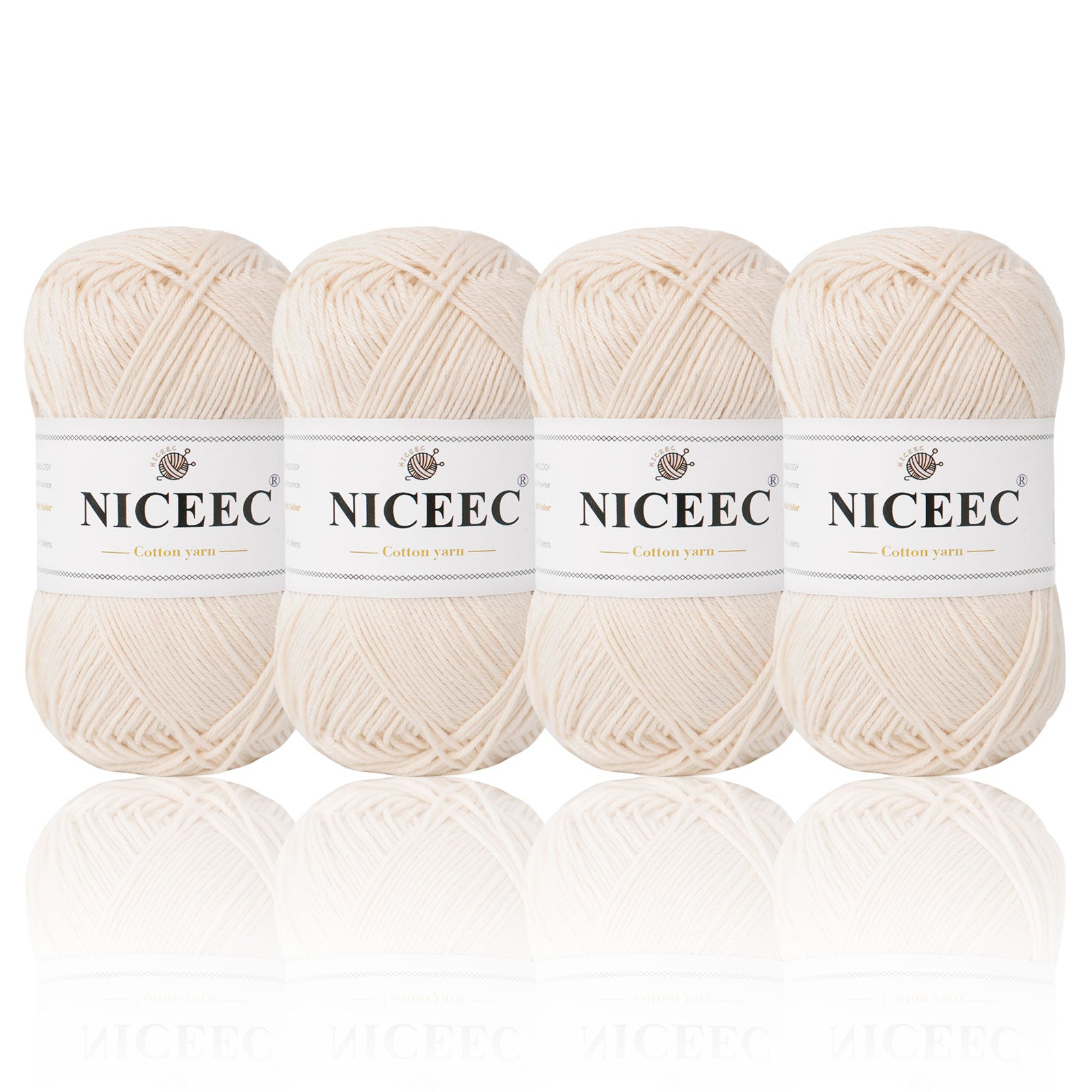 NICEEC 4 Skeins Soft Baby Yarn 100% Cotton Yarn for Crochet Knitting 4 Ply Yarn Blanket Yarn for DIY Craft Fingering Weight Yarn Total Length 4×175yds/4×50g