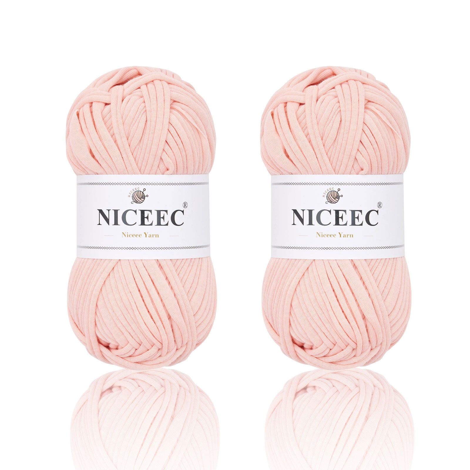 NICEEC 2 Skeins Soft T-Shirt Yarn for Crochet & Knitting -Easy Crocehted Solid Color Fabric Cloth Yarn for Handmade DIY Crafts - Bag, Basket, Cushion