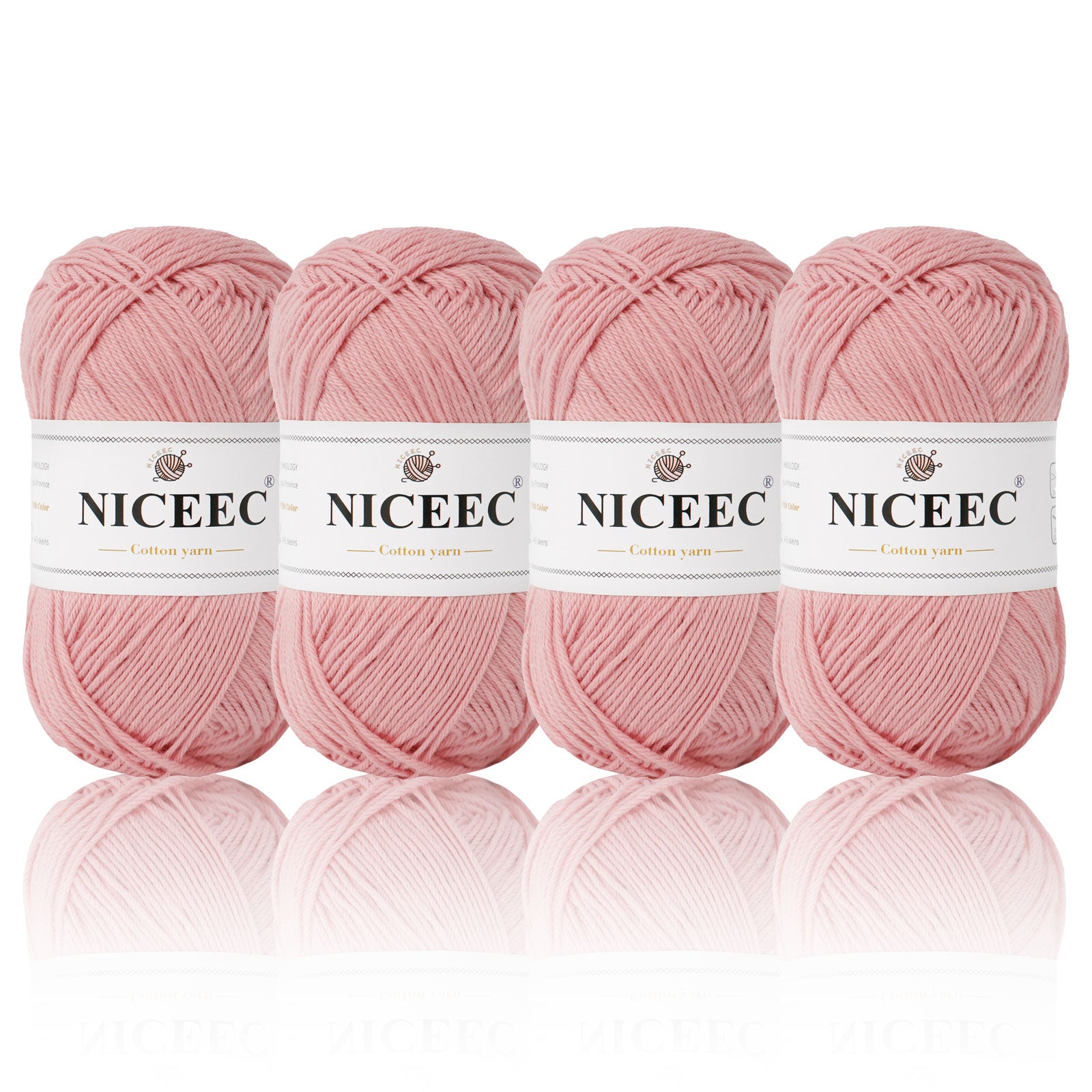 NICEEC - 4 madejas de hilo suave para bebé, 100 % algodón, para crochet, 4 capas, para mantas, manualidades, grosor de hilo, longitud total: 4 x 175 yardas/4 x 50 g 