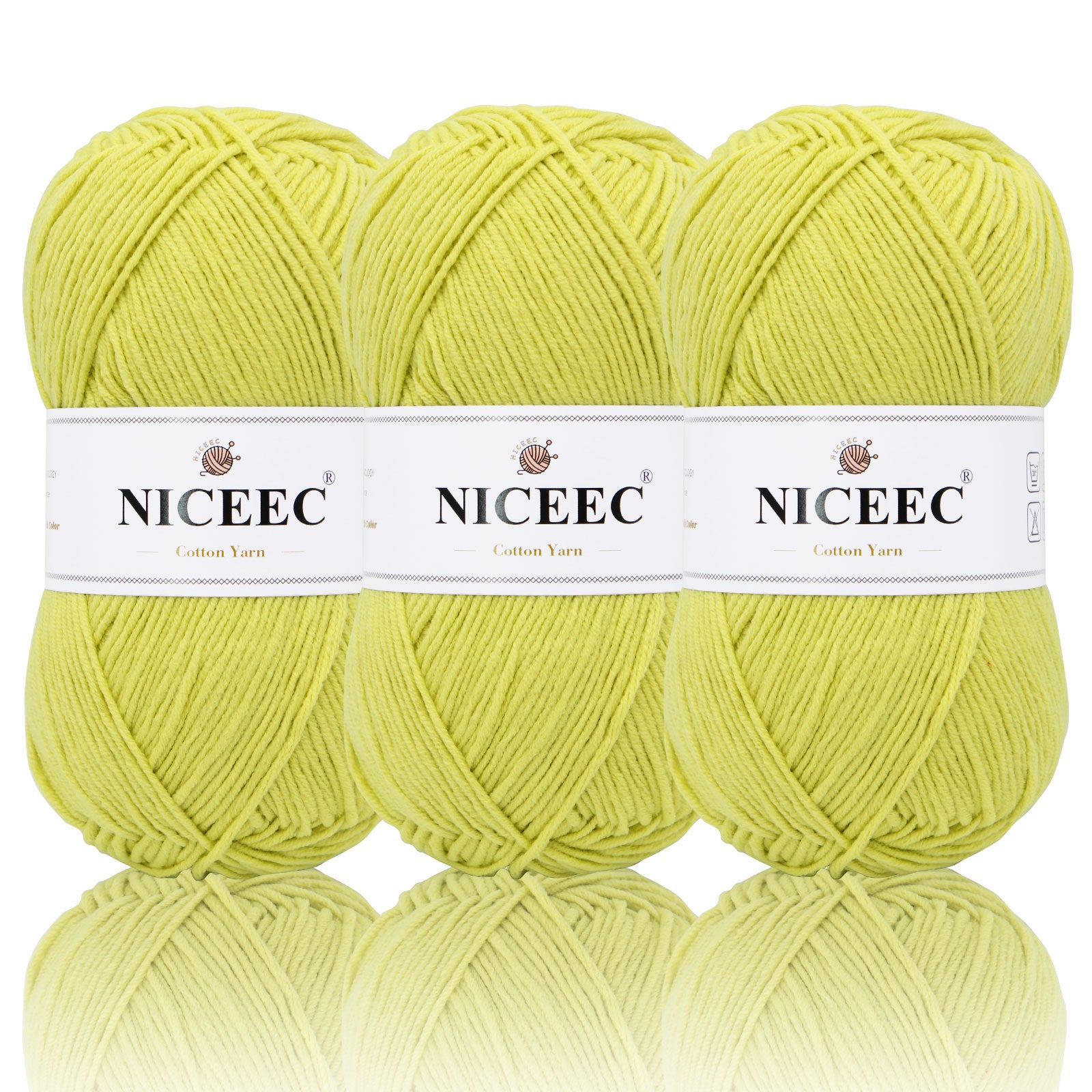 NICEEC - 3 madejas de hilo de algodón suave de 5 capas para bebé, ideal para tejer y crochet. Hilo de mezcla de algodón para bebé. Longitud total: 3 x 220 m (3 x 240 yardas, 100 g x 3). 