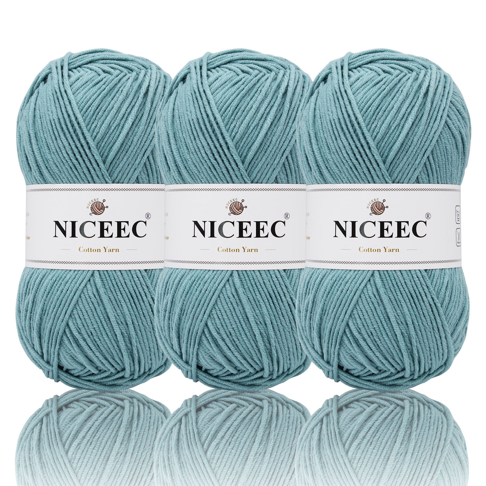 NICEEC 3 Skeins Soft Cotton Yarn 5ply Baby Cotton Yarn for Knitting Crochet Baby Weight Yarn Cotton Blend Yarn Total Length 3×220m(3×240 yds,100g×3)