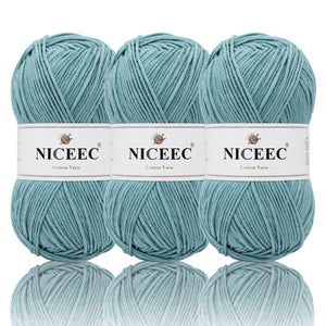 NICEEC 3 Skeins Soft Cotton Yarn 5ply Baby Cotton Yarn for Knitting Crochet Baby Weight Yarn Cotton Blend Yarn Total Length 3×220m(3×240 yds,100g×3)