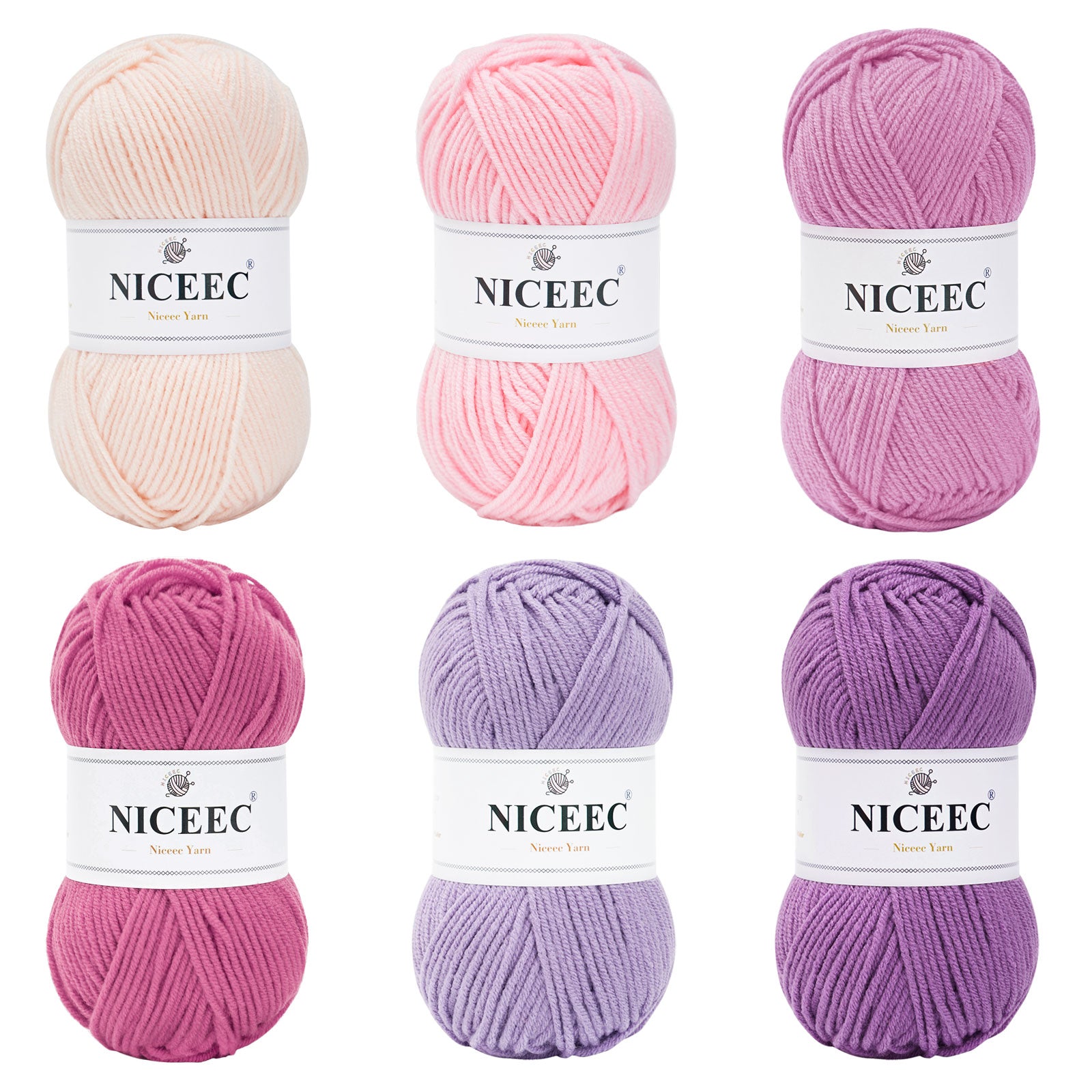 NICEEC 300g Soft Assorted Colors Yarn - Sport Weight,100% Acrylic, 4 Ply, Bonbons Yarn for Crochet & Knit, DIY Project Starter Kit for Kids or Adults(Total 870yds)