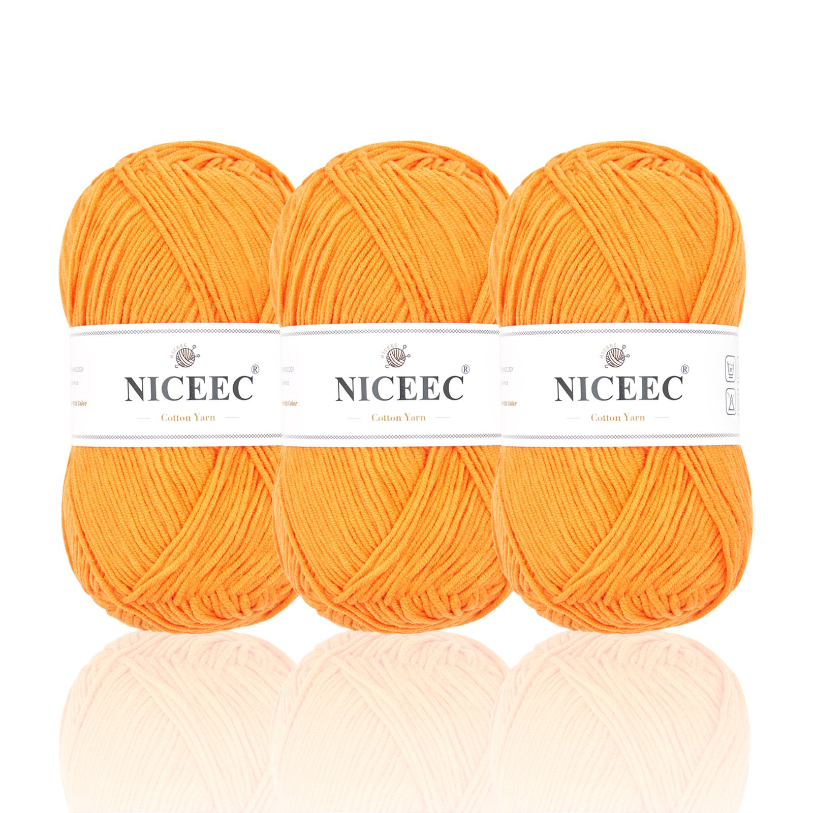 NICEEC 3 Skeins Soft Cotton Yarn 5ply Baby Cotton Yarn for Knitting Crochet Baby Weight Yarn Cotton Blend Yarn Total Length 3×220m(3×240 yds,100g×3)