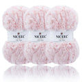 NICEEC 3 Skeins Chunky Fur Yarn - Super Soft Faux Fur, Fluffy & Fuzzy, Eyelash Yarn for Crochet & Knitting (84yds/15.9oz)