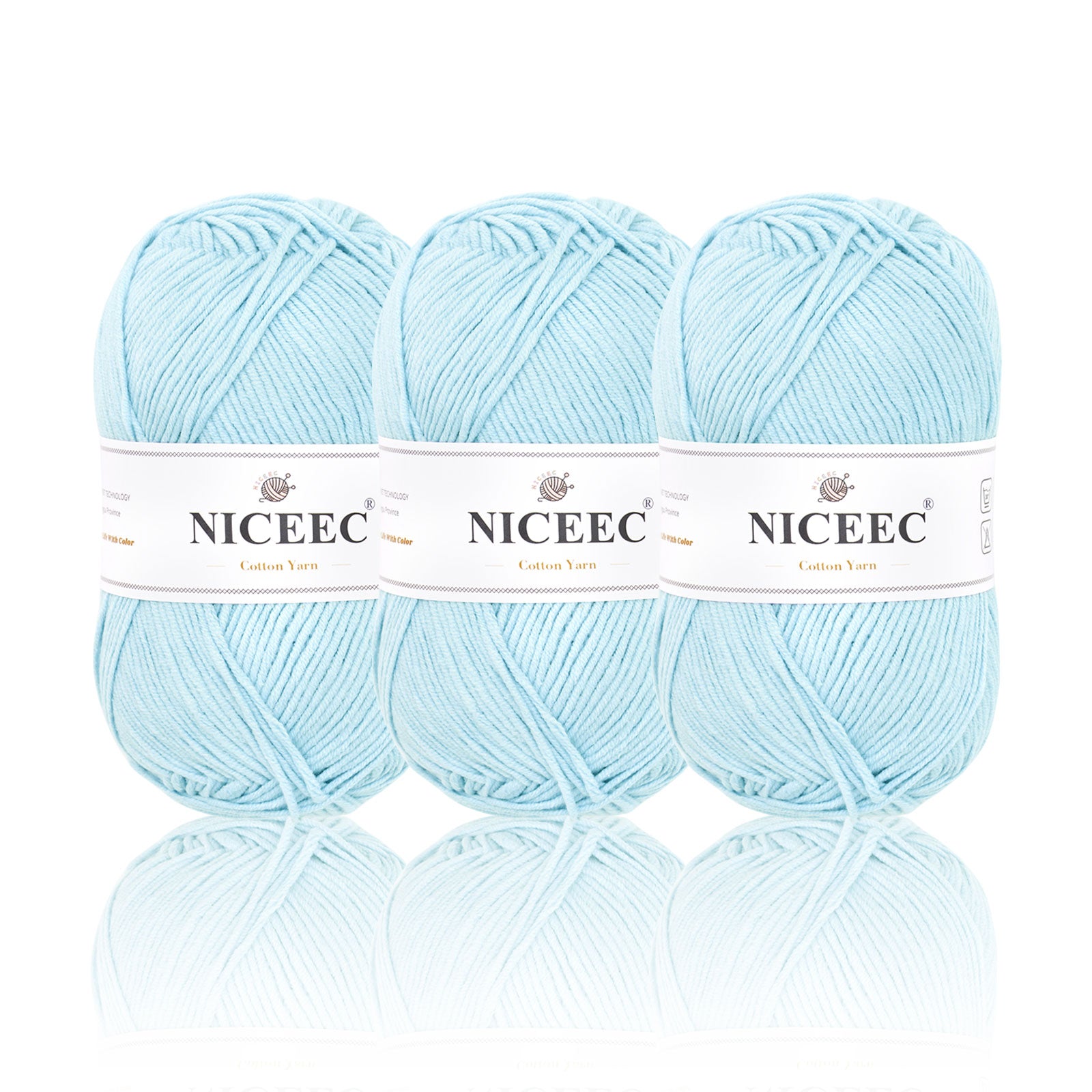 NICEEC - 3 madejas de hilo de algodón suave de 5 capas para bebé, ideal para tejer y crochet. Hilo de mezcla de algodón para bebé. Longitud total: 3 x 220 m (3 x 240 yardas, 100 g x 3). 