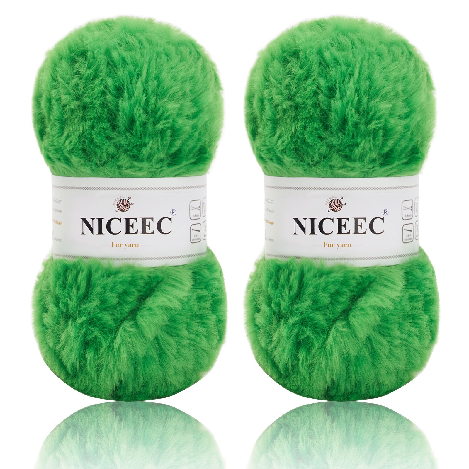 NICEEC - 2 madejas de hilo de pelo sintético supersuave, grueso y esponjoso, para tejer a crochet - Longitud total: 2 x 32 m (2 x 35 yardas, 50 g x 2) 