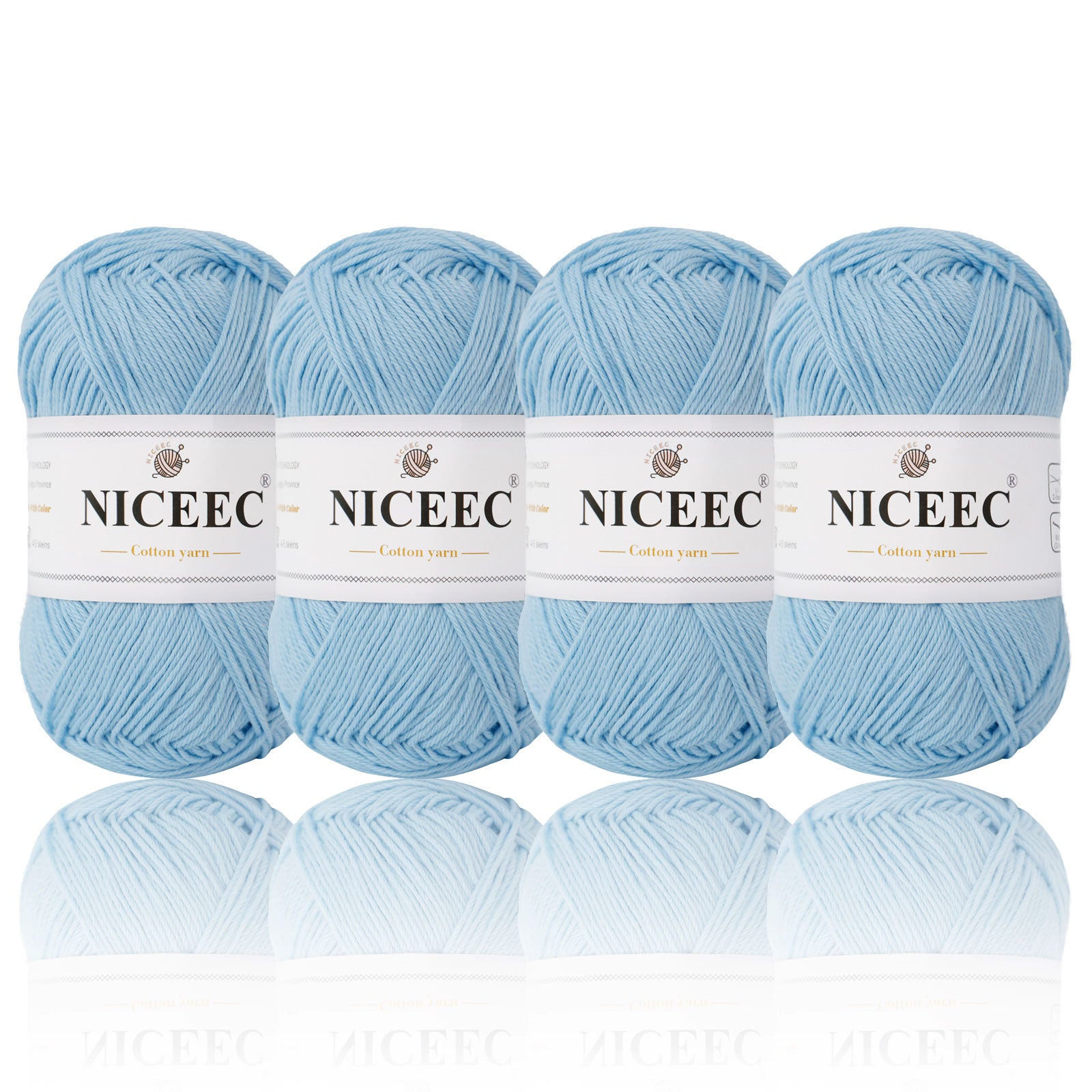 NICEEC - 4 madejas de hilo suave para bebé, 100 % algodón, para crochet, 4 capas, para mantas, manualidades, grosor de hilo, longitud total: 4 x 175 yardas/4 x 50 g 