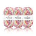 NICEEC - 3 madejas de hilo de algodón suave de 5 capas para bebé, ideal para tejer y crochet. Hilo de mezcla de algodón para bebé. Longitud total: 3 x 220 m (3 x 240 yardas, 100 g x 3). 