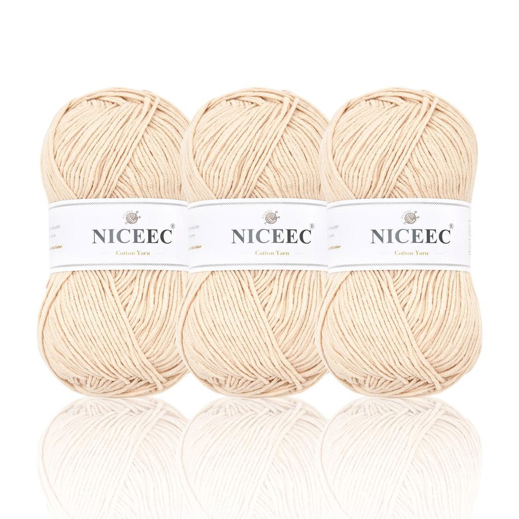 NICEEC - 3 madejas de hilo de algodón suave de 5 capas para bebé, ideal para tejer y crochet. Hilo de mezcla de algodón para bebé. Longitud total: 3 x 220 m (3 x 240 yardas, 100 g x 3). 