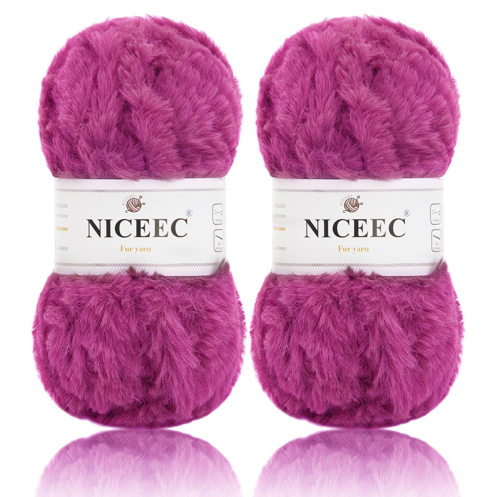 NICEEC - 2 madejas de hilo de pelo sintético supersuave, grueso y esponjoso, para tejer a crochet - Longitud total: 2 x 32 m (2 x 35 yardas, 50 g x 2) 