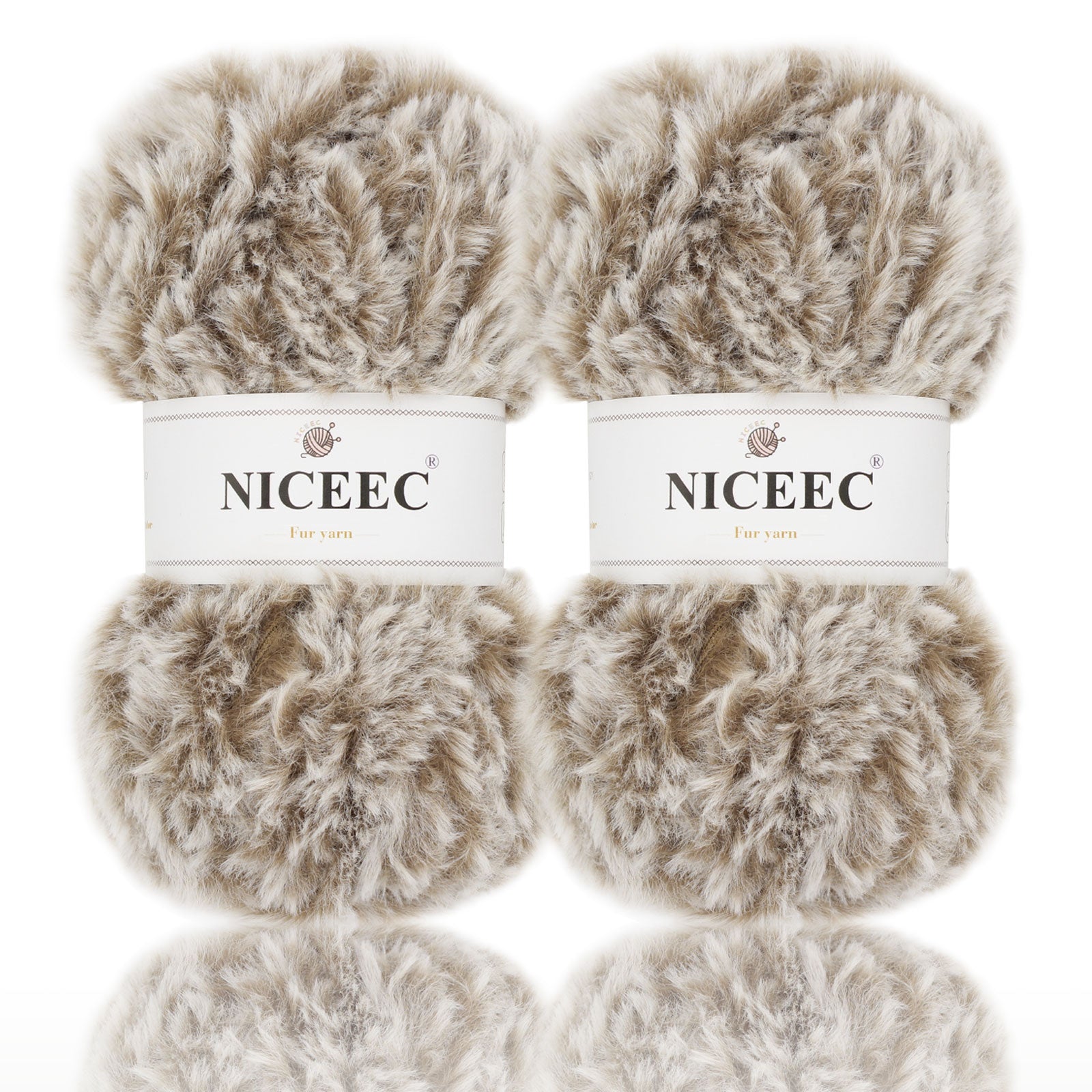 NICEEC - 2 madejas de hilo de pelo sintético supersuave, grueso y esponjoso, para tejer a crochet - Longitud total: 2 x 32 m (2 x 35 yardas, 50 g x 2) 