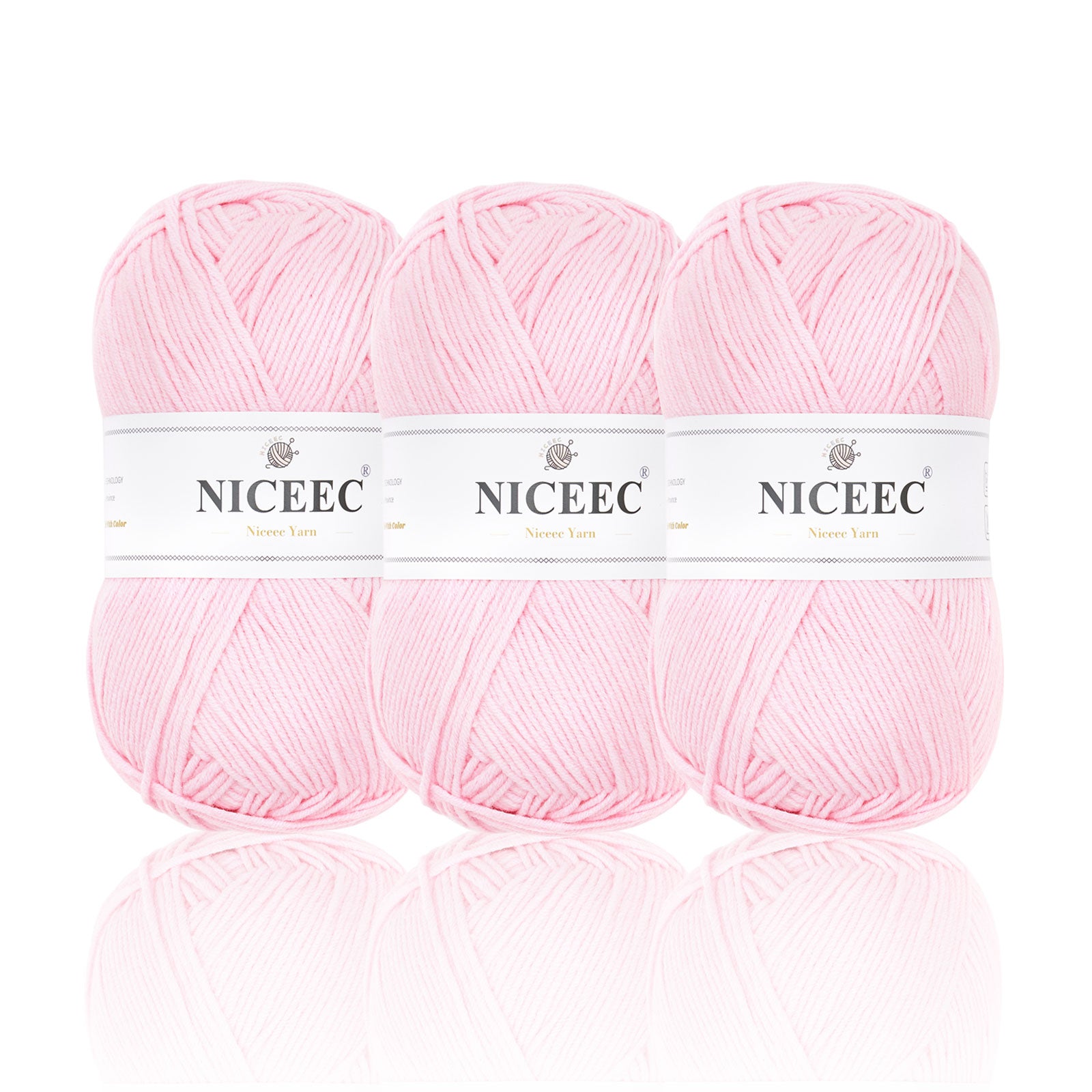NICEEC 3 Skeins Soft Cotton Yarn 5ply Baby Cotton Yarn for Knitting Crochet Baby Weight Yarn Cotton Blend Yarn Total Length 3×220m(3×240 yds,100g×3)
