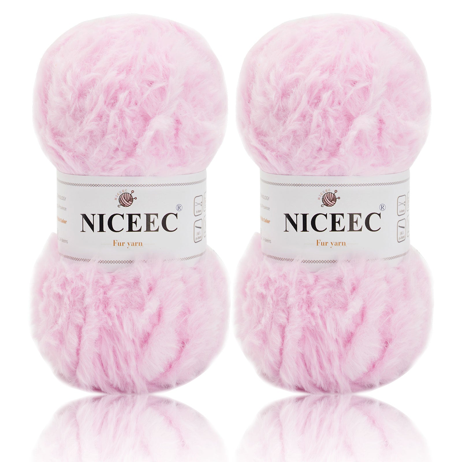 NICEEC - 2 madejas de hilo de pelo sintético supersuave, grueso y esponjoso, para tejer a crochet - Longitud total: 2 x 32 m (2 x 35 yardas, 50 g x 2) 
