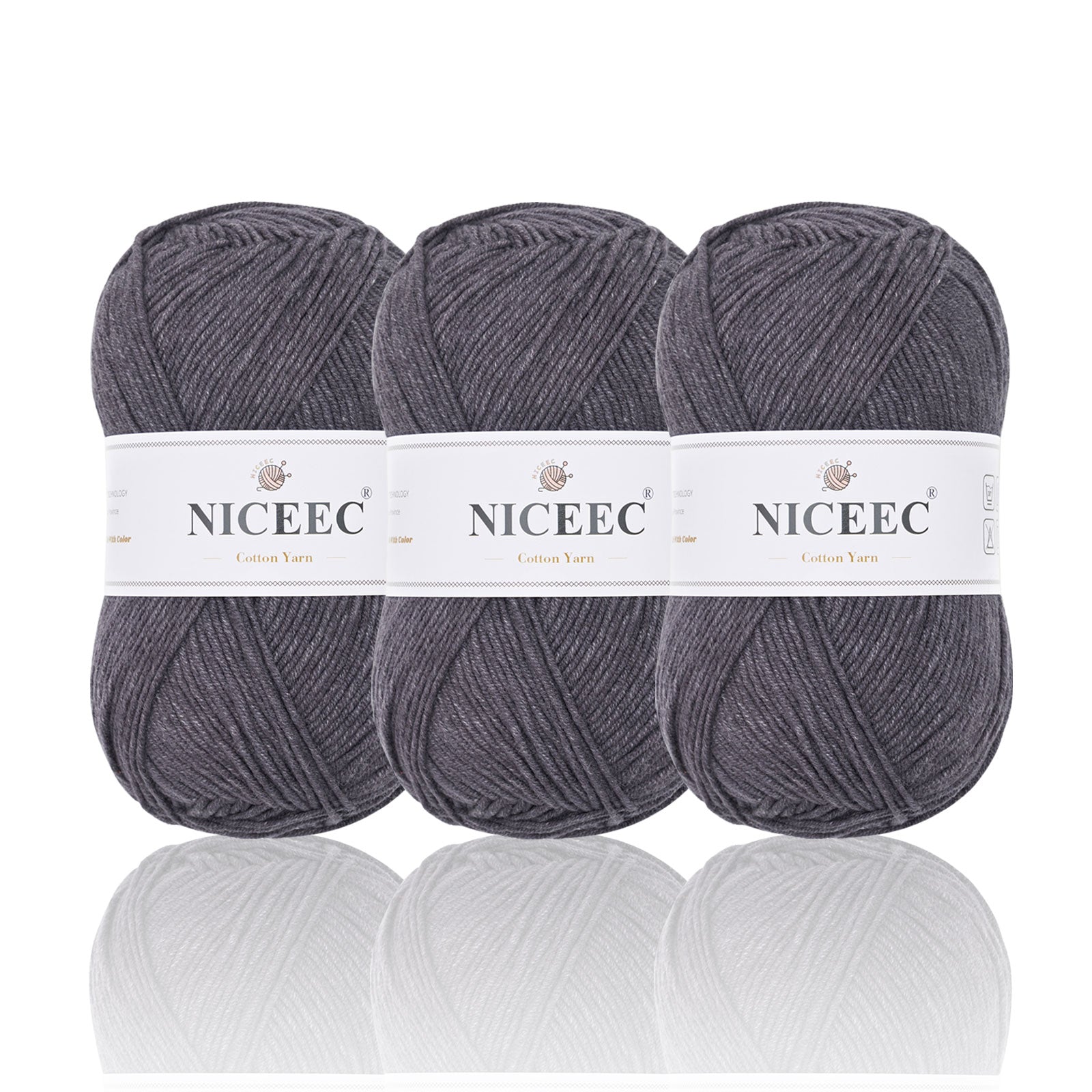 NICEEC 3 Skeins Soft Cotton Yarn 5ply Baby Cotton Yarn for Knitting Crochet Baby Weight Yarn Cotton Blend Yarn Total Length 3×220m(3×240 yds,100g×3)