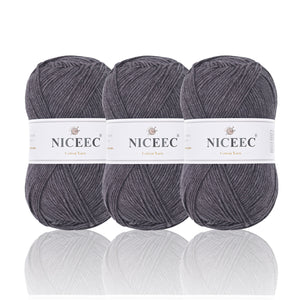 NICEEC 3 Skeins Soft Cotton Yarn 5ply Baby Cotton Yarn for Knitting Crochet Baby Weight Yarn Cotton Blend Yarn Total Length 3×220m(3×240 yds,100g×3)