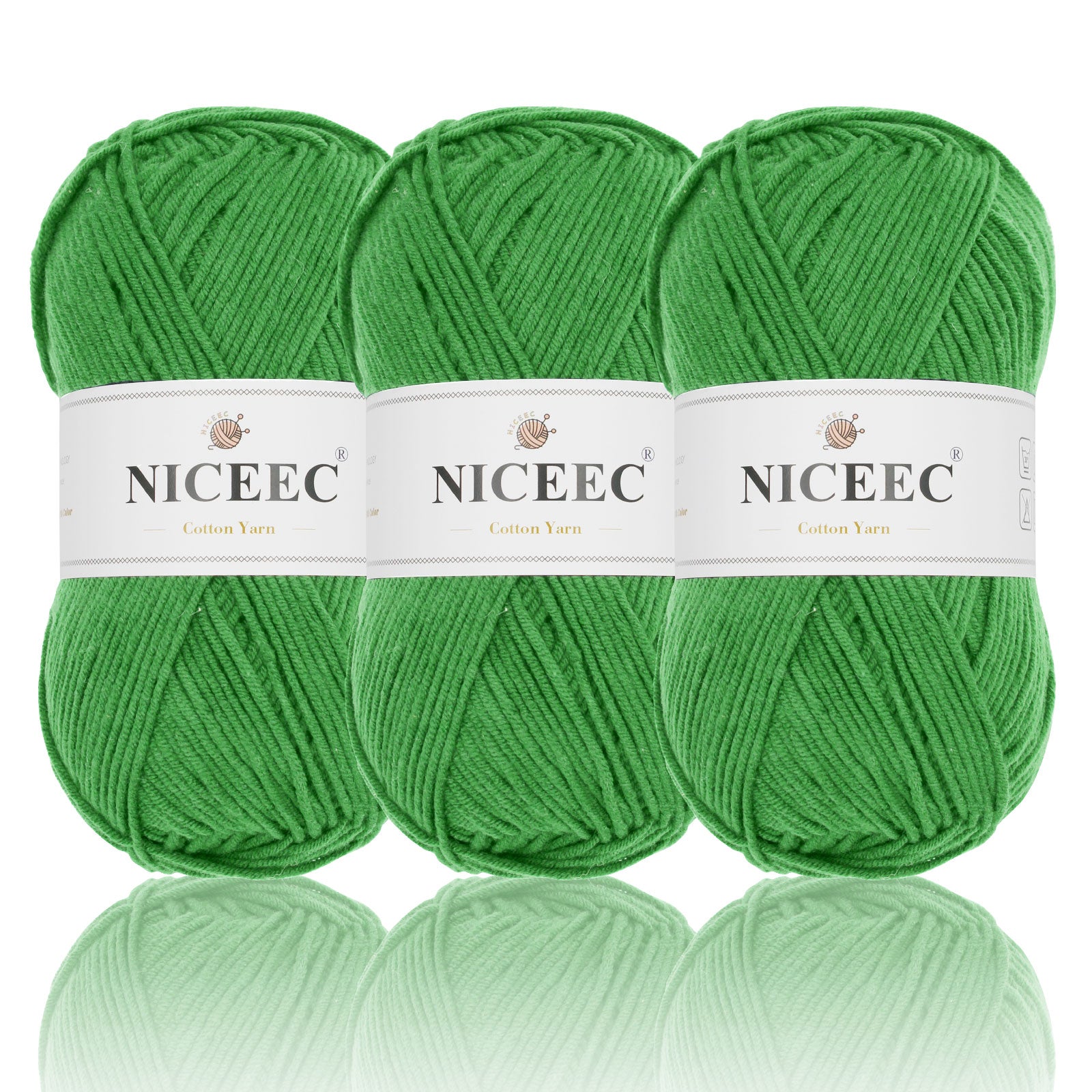 NICEEC - 3 madejas de hilo de algodón suave de 5 capas para bebé, ideal para tejer y crochet. Hilo de mezcla de algodón para bebé. Longitud total: 3 x 220 m (3 x 240 yardas, 100 g x 3). 