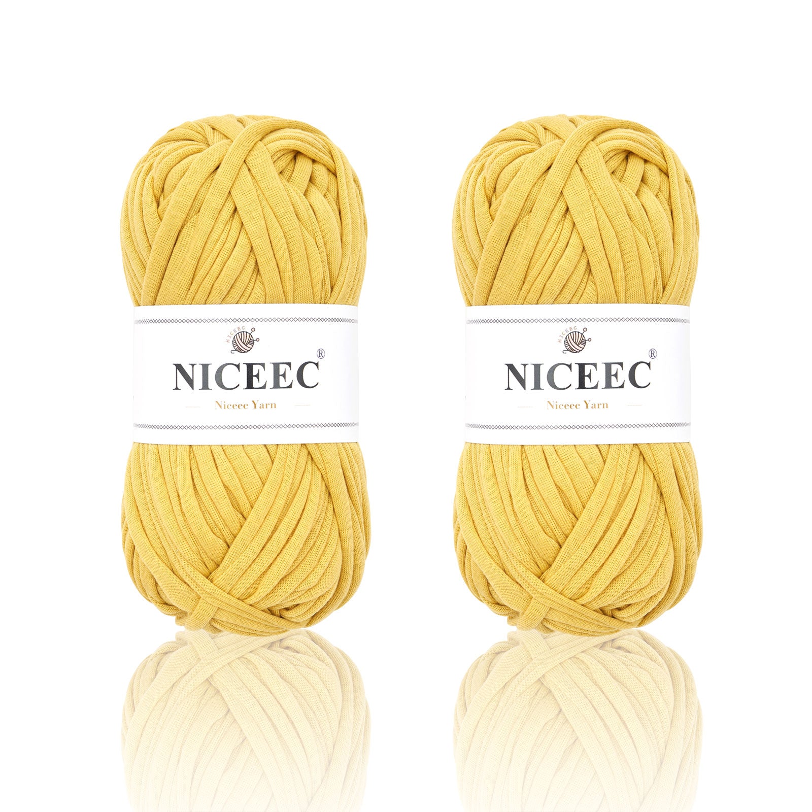 NICEEC 2 Skeins Soft T-Shirt Yarn for Crochet & Knitting -Easy Crocehted Solid Color Fabric Cloth Yarn for Handmade DIY Crafts - Bag, Basket, Cushion