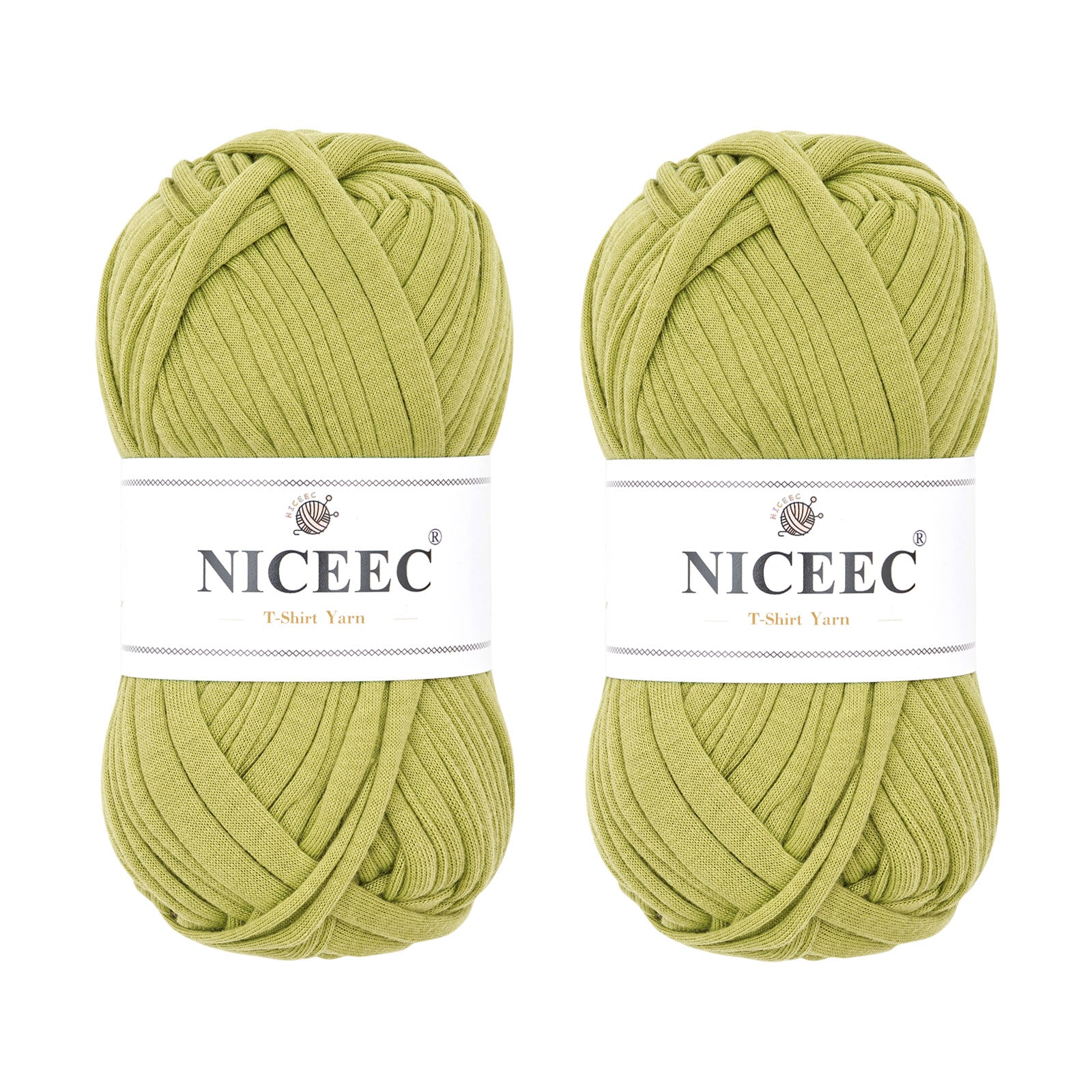 NICEEC 2 Skeins Soft T-Shirt Yarn for Crochet & Knitting -Easy Crocehted Solid Color Fabric Cloth Yarn for Handmade DIY Crafts - Bag, Basket, Cushion