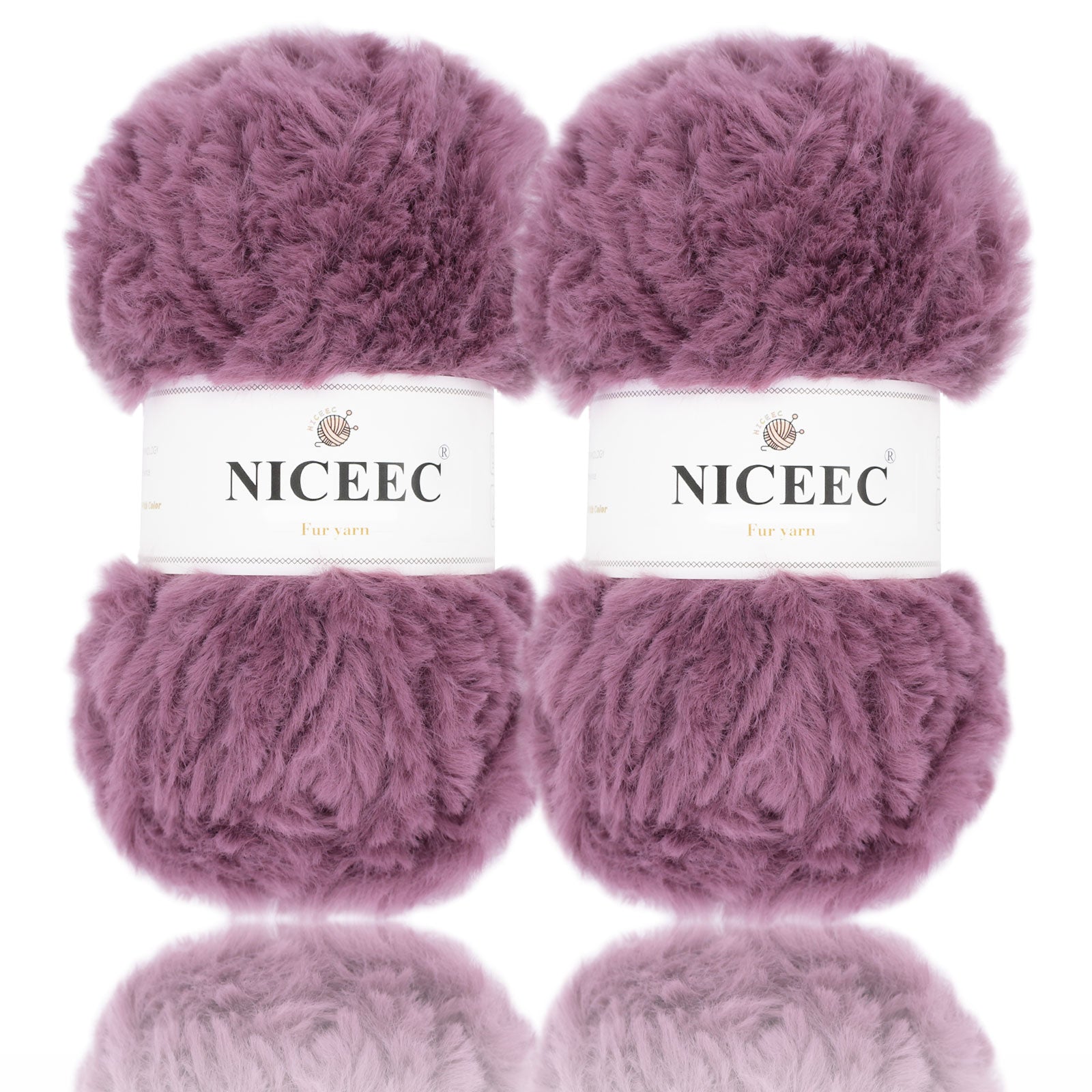 NICEEC - 2 madejas de hilo de pelo sintético supersuave, grueso y esponjoso, para tejer a crochet - Longitud total: 2 x 32 m (2 x 35 yardas, 50 g x 2) 