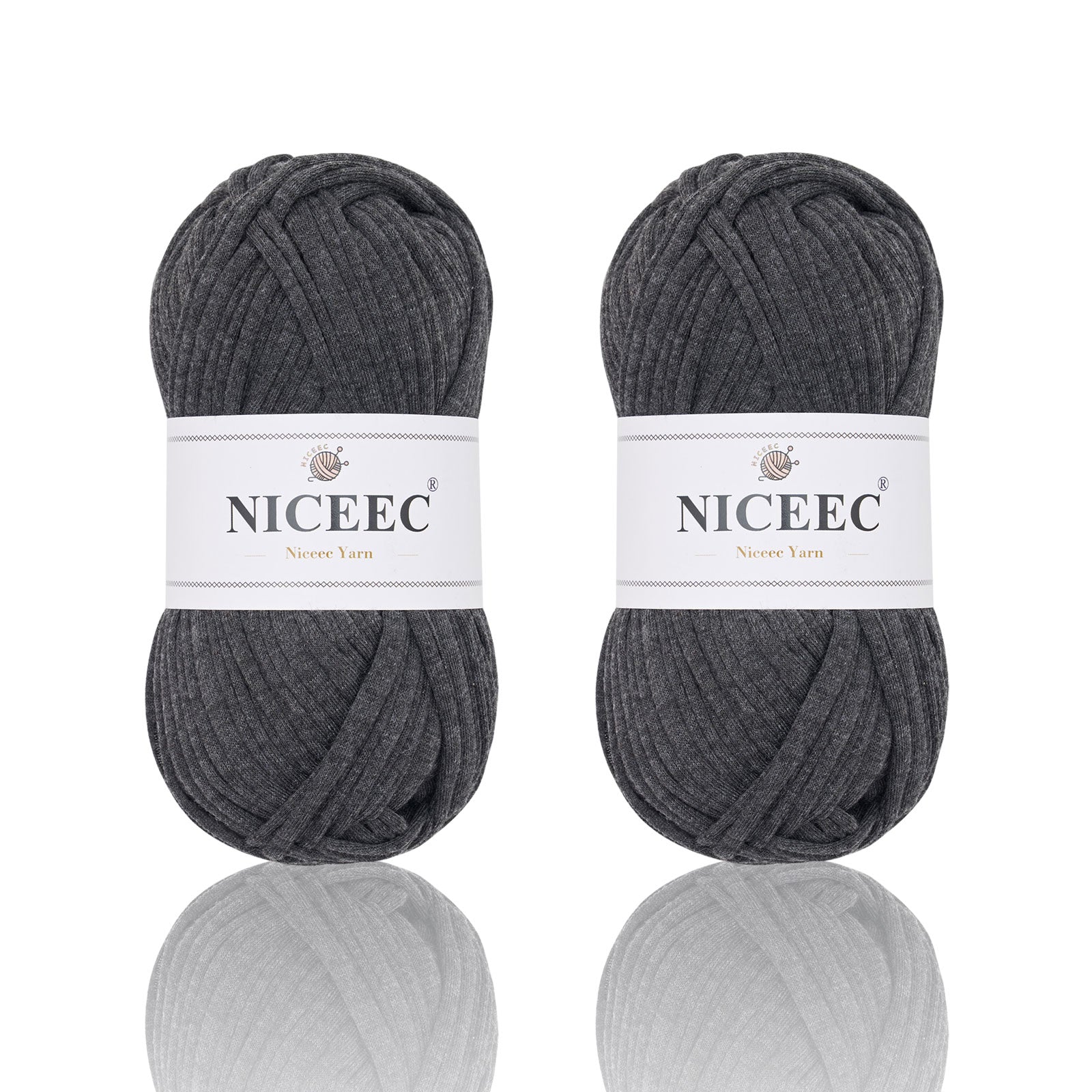 NICEEC 2 Skeins Soft T-Shirt Yarn for Crochet & Knitting -Easy Crocehted Solid Color Fabric Cloth Yarn for Handmade DIY Crafts - Bag, Basket, Cushion