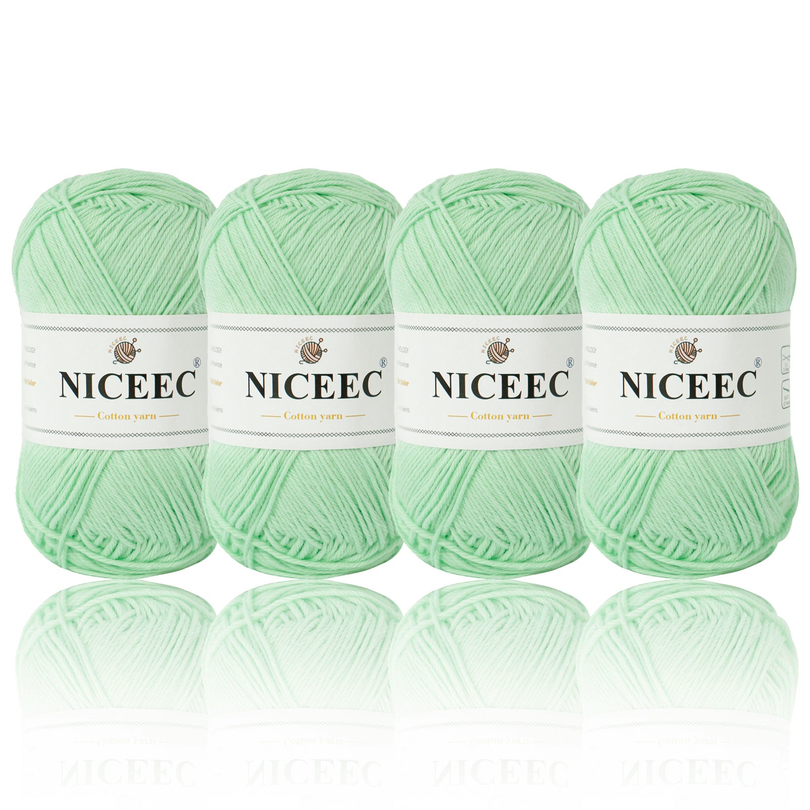 NICEEC 4 Skeins Soft Baby Yarn 100% Cotton Yarn for Crochet Knitting 4 Ply Yarn Blanket Yarn for DIY Craft Fingering Weight Yarn Total Length 4×175yds/4×50g