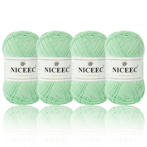 NICEEC 4 Skeins Soft Baby Yarn 100% Cotton Yarn for Crochet Knitting 4 Ply Yarn Blanket Yarn for DIY Craft Fingering Weight Yarn Total Length 4×175yds/4×50g