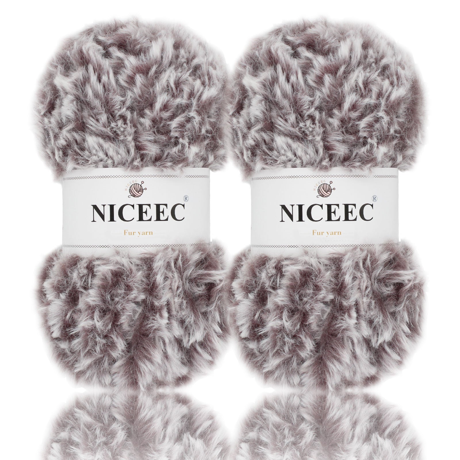NICEEC - 2 madejas de hilo de pelo sintético supersuave, grueso y esponjoso, para tejer a crochet - Longitud total: 2 x 32 m (2 x 35 yardas, 50 g x 2) 
