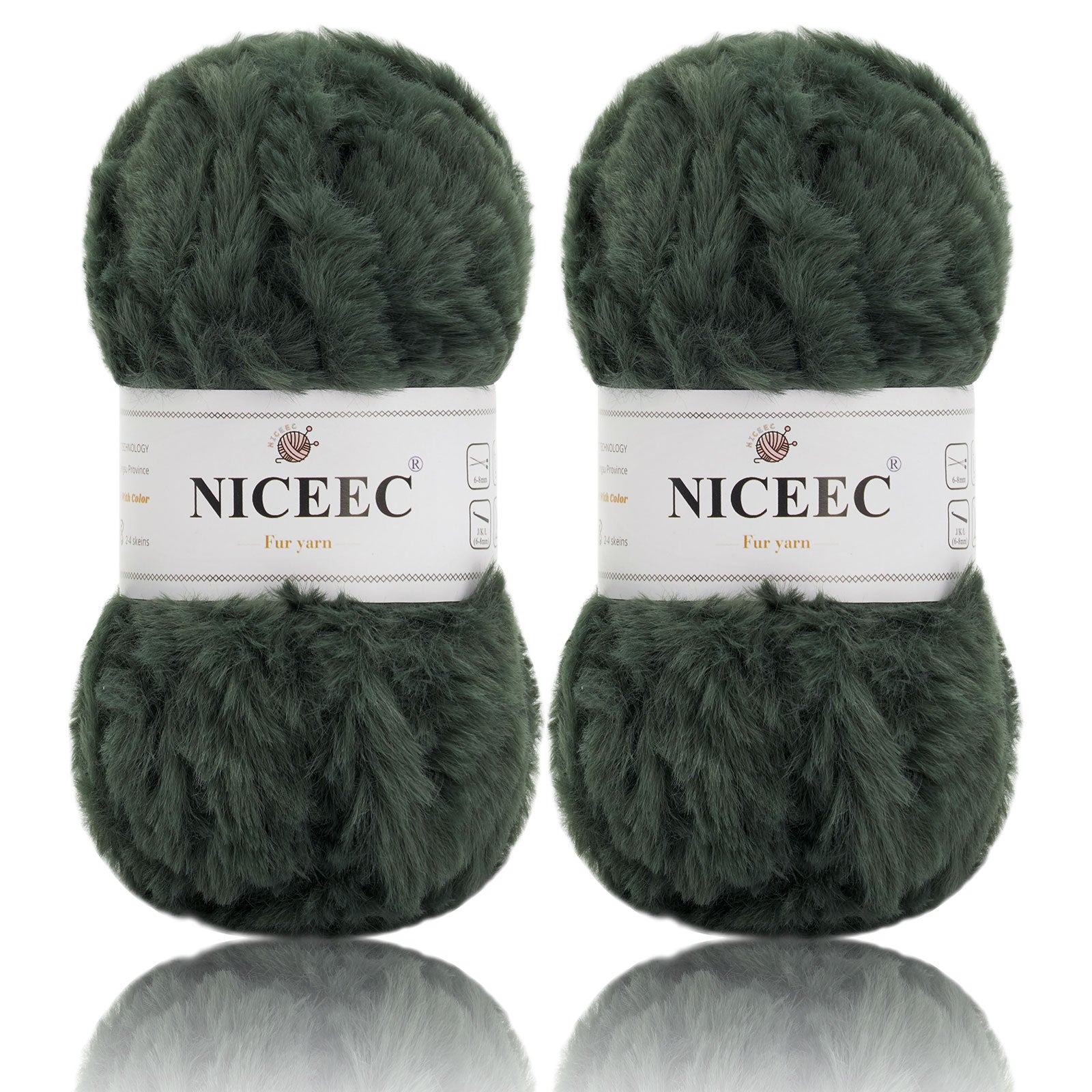 NICEEC - 2 madejas de hilo de pelo sintético supersuave, grueso y esponjoso, para tejer a crochet - Longitud total: 2 x 32 m (2 x 35 yardas, 50 g x 2) 